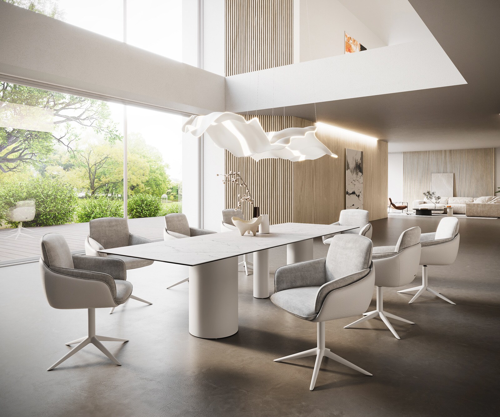 Table à manger Edge 300x100 Céramique Laminam®Statuarietto Blanc Troa Métal Blanc 7