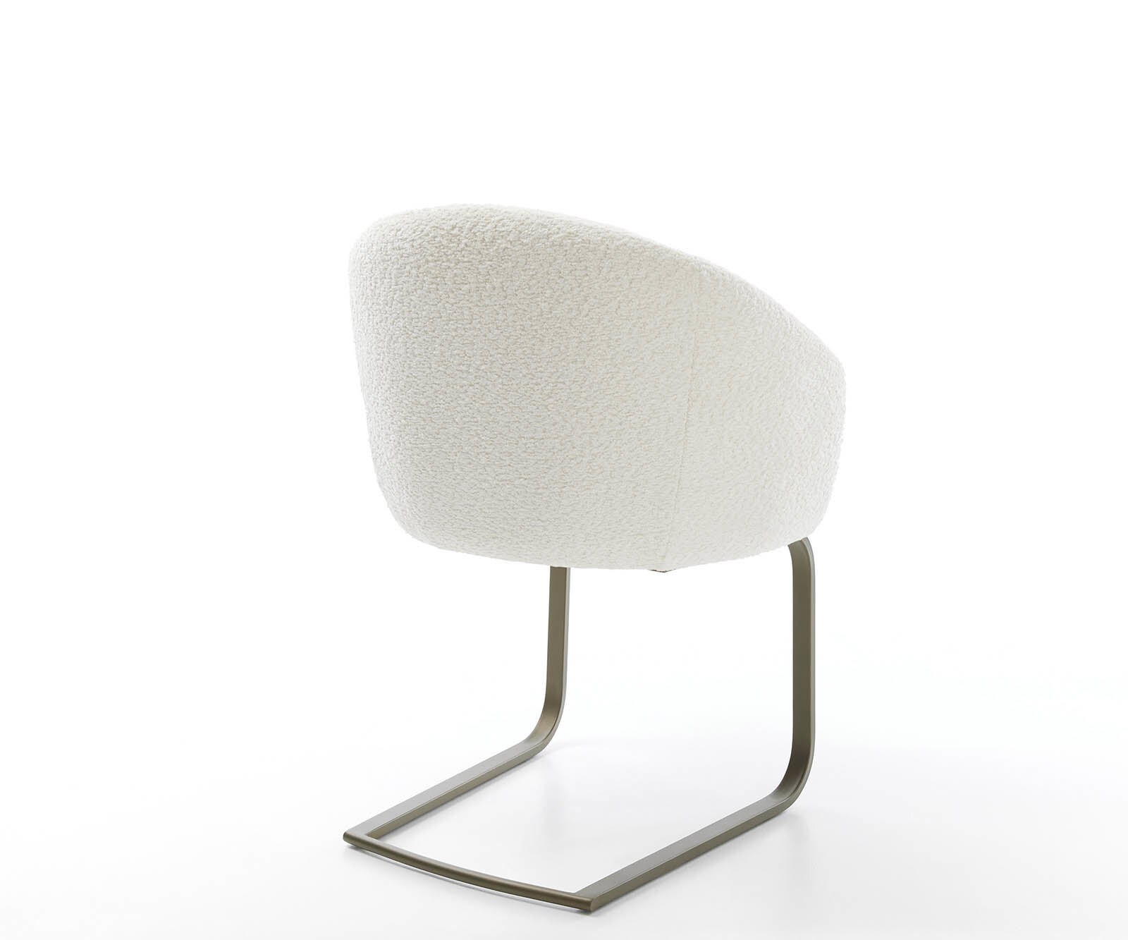 Cantilever Caja-Flex avec accoudoirs bouclé blanc pied cantilever plat aspect titane ressorts ensachés 4 Cantilever Caja-Flex avec accoudoirs bouclé blanc pied cantilever plat aspect titane ressorts ensachés 4