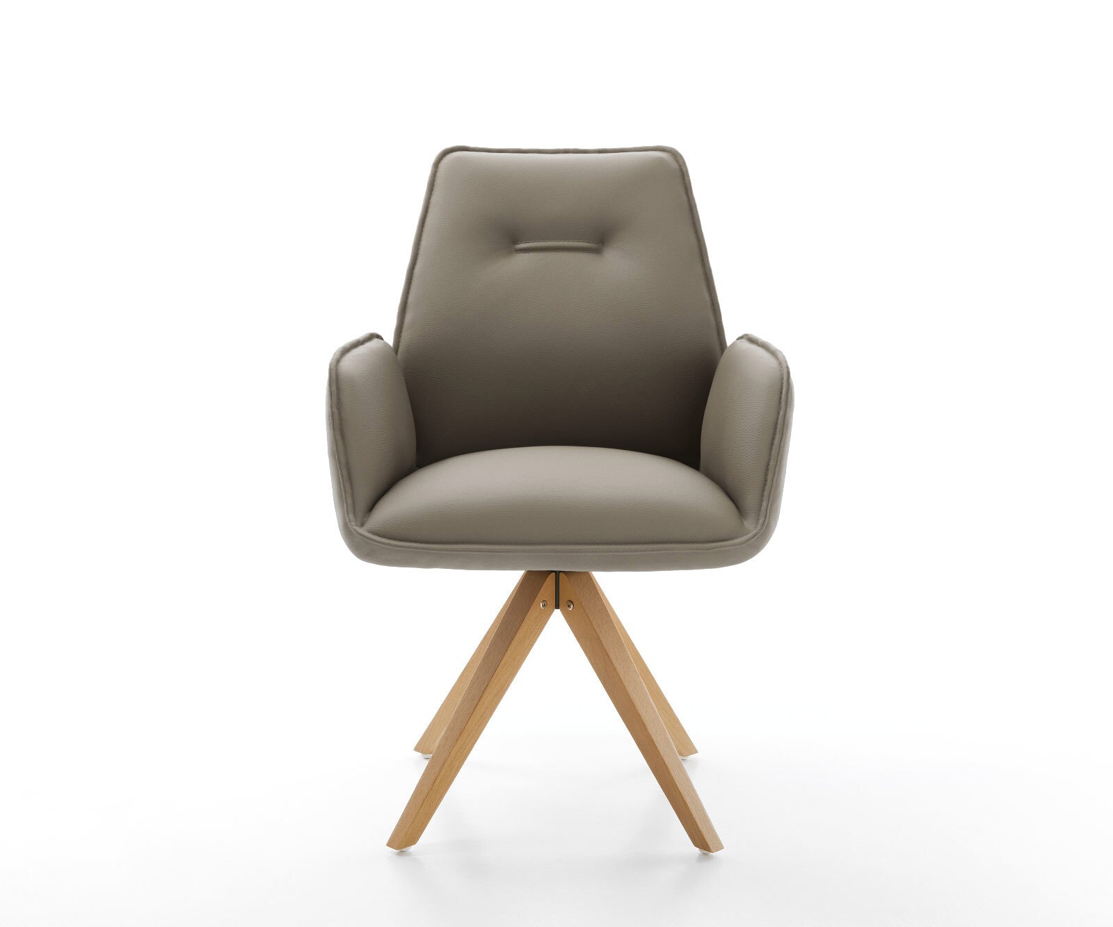 Chaise-de-salle-à-manger Zoa-Flex cuir de vache couleur boue pied en bois angulaire naturel ressorts ensachés 1