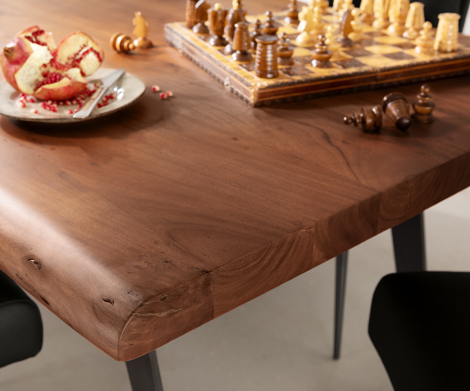 Table-à-manger Edge 260x100 XL acacia marron métal incliné Live-Edge 4