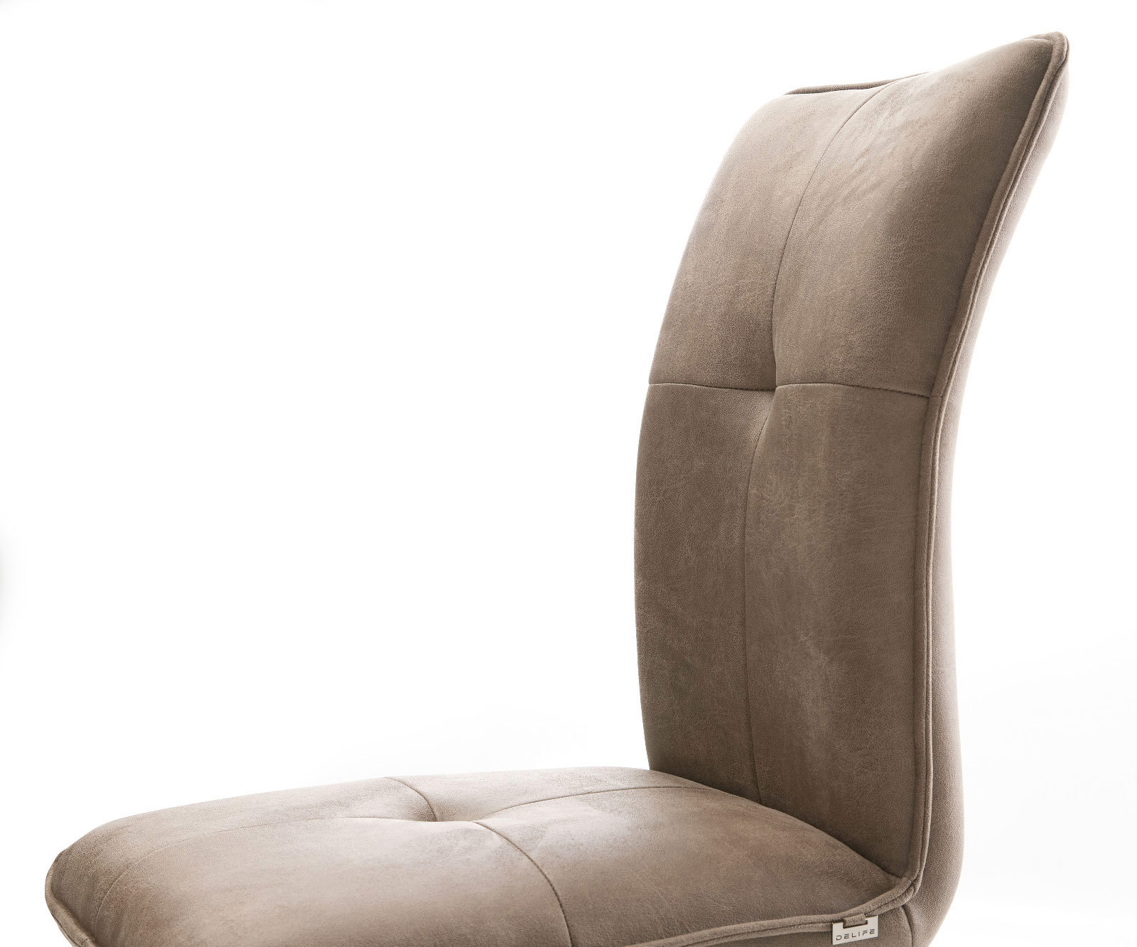 Chaise-de-salle-à-manger Maddy-Flex microvelours taupe vintage 4 pieds coniques noir 4