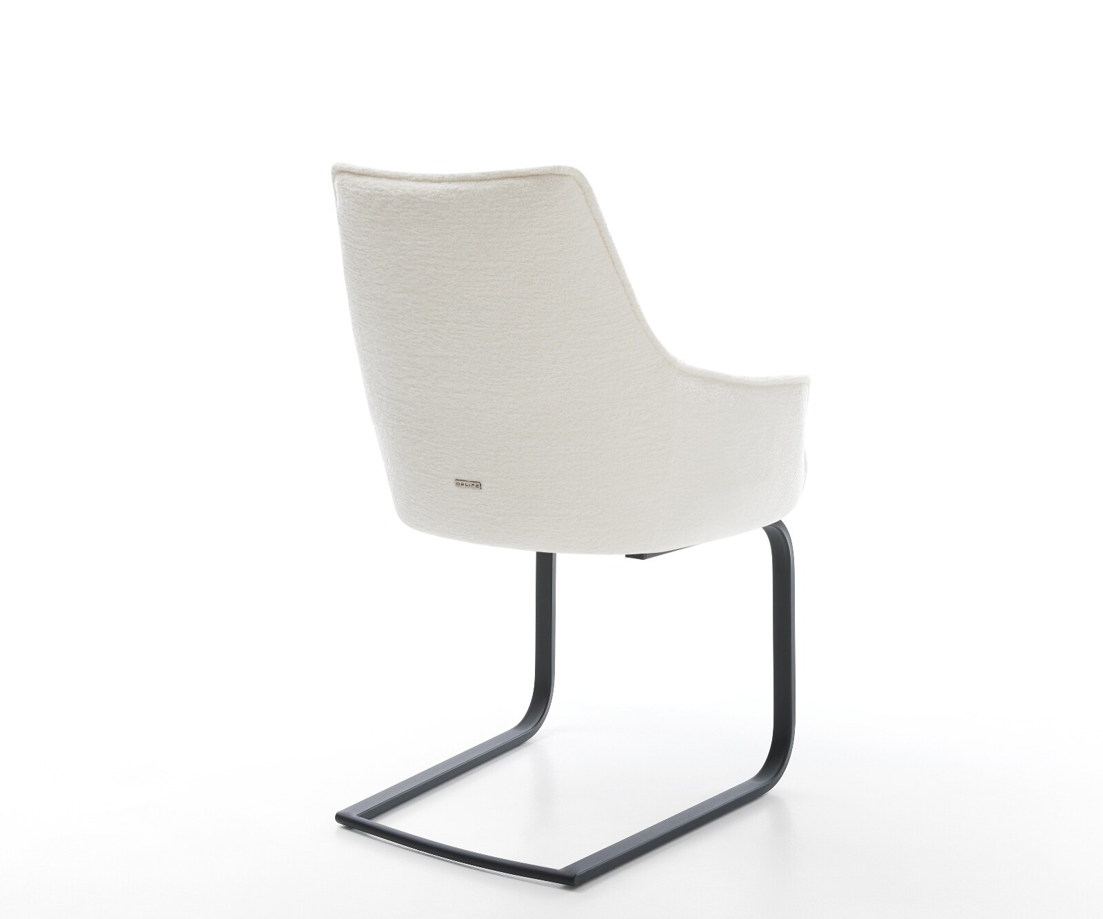Cantilever Alja-Flex avec accoudoirs bouclé doux beige pied cantilever plat noir resorts ensachés 4