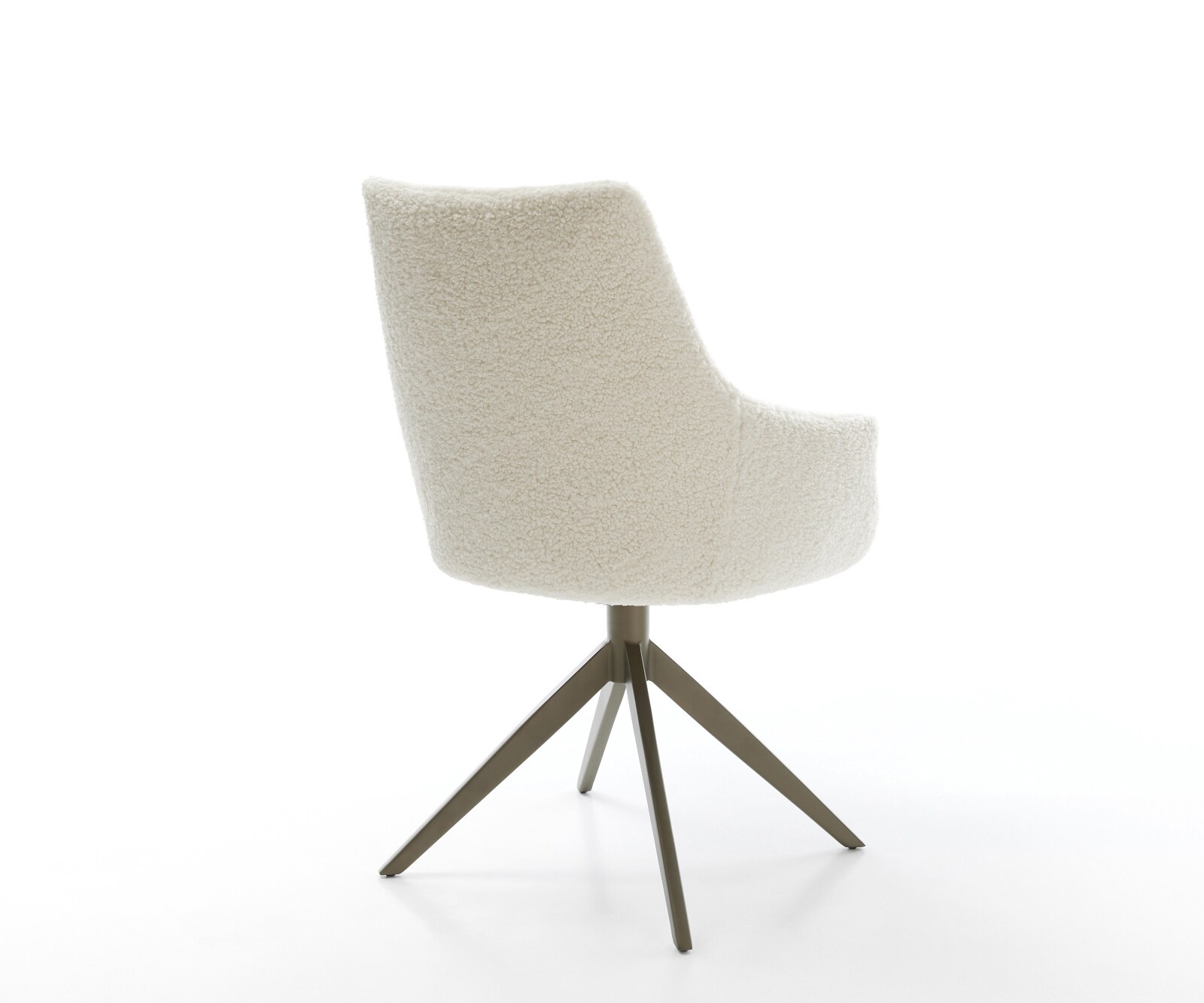 Chaise-pivotante Alja-Flex avec accoudoirs tissu teddy beige pied croisé large aspect titane pivotement sur 360° fonction bascule resorts ensachés 4