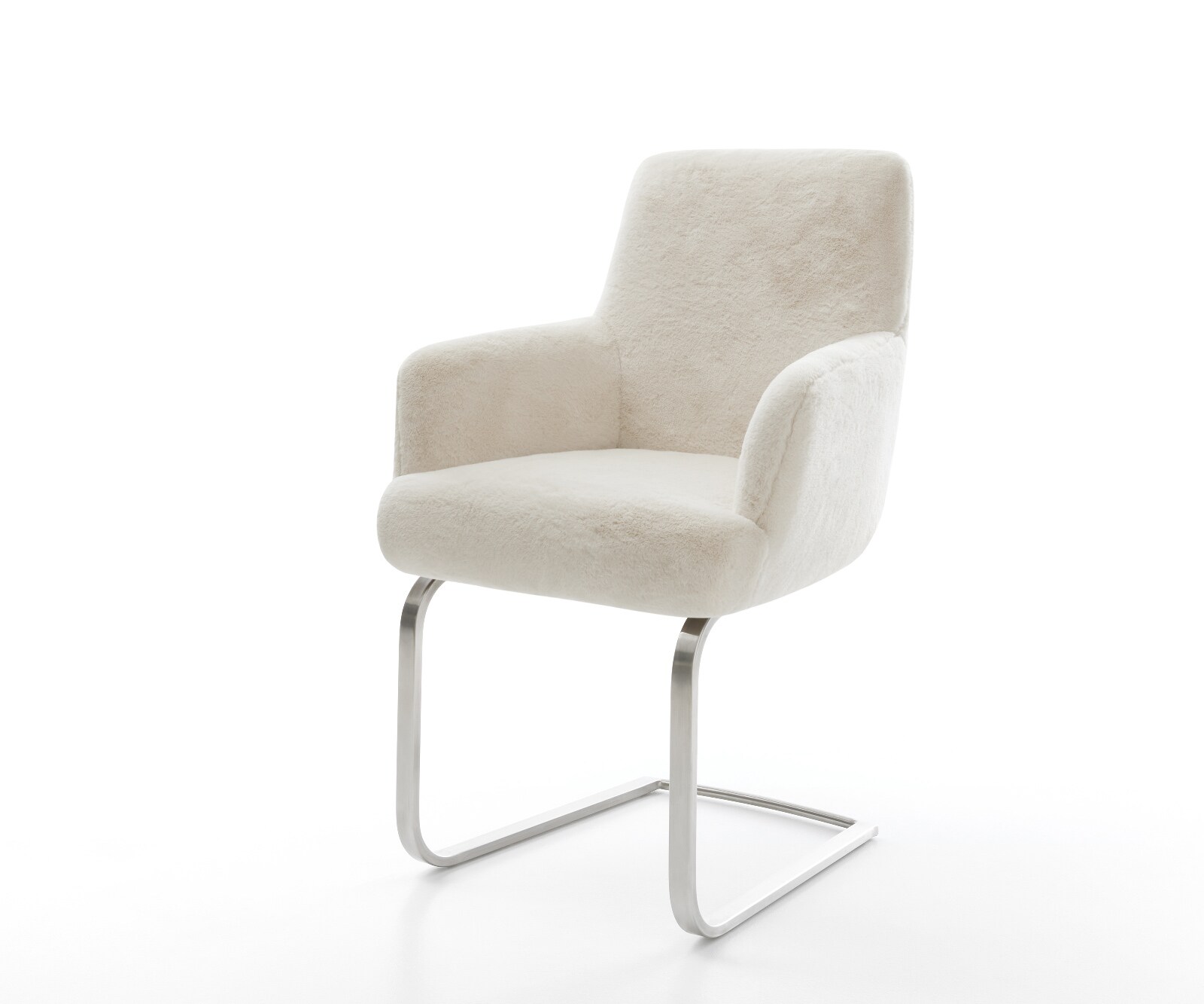 Cantilever Heira-Flex avec accoudoirs peluche crème-blanc pied cantilever plat acier inoxydable resorts ensachés 1