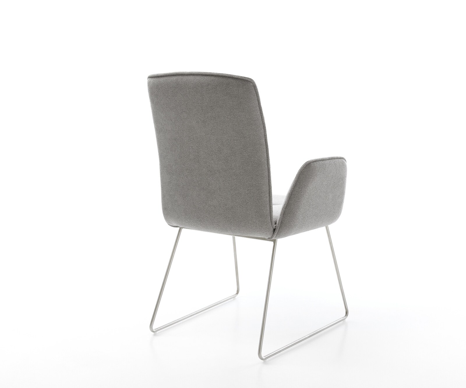 Chaise-de-salle-à-manger Vinja-Flex tissu structuré doux gris pied trapèze acier inoxydable 5