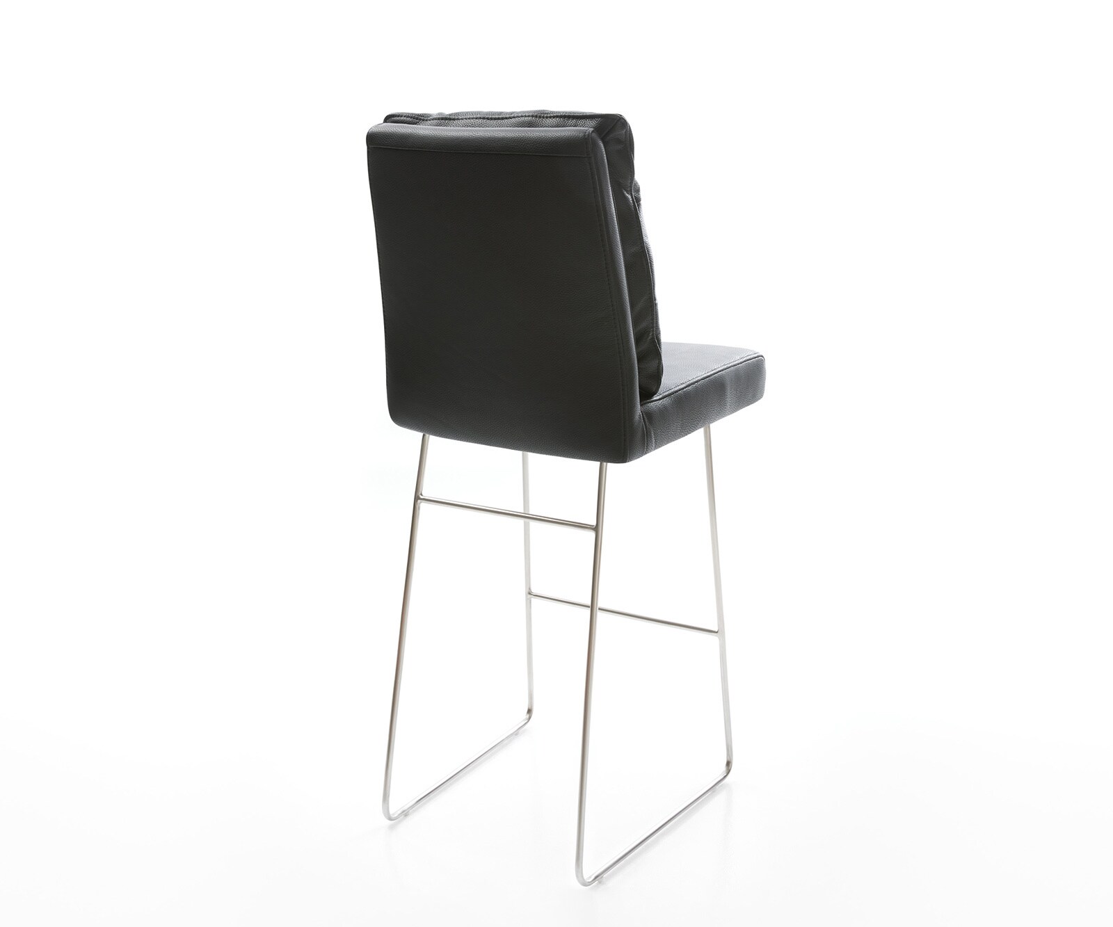 Chaise-de-bar Pela-Flex cuir véritable noir cadre de patins acier inoxydable 4