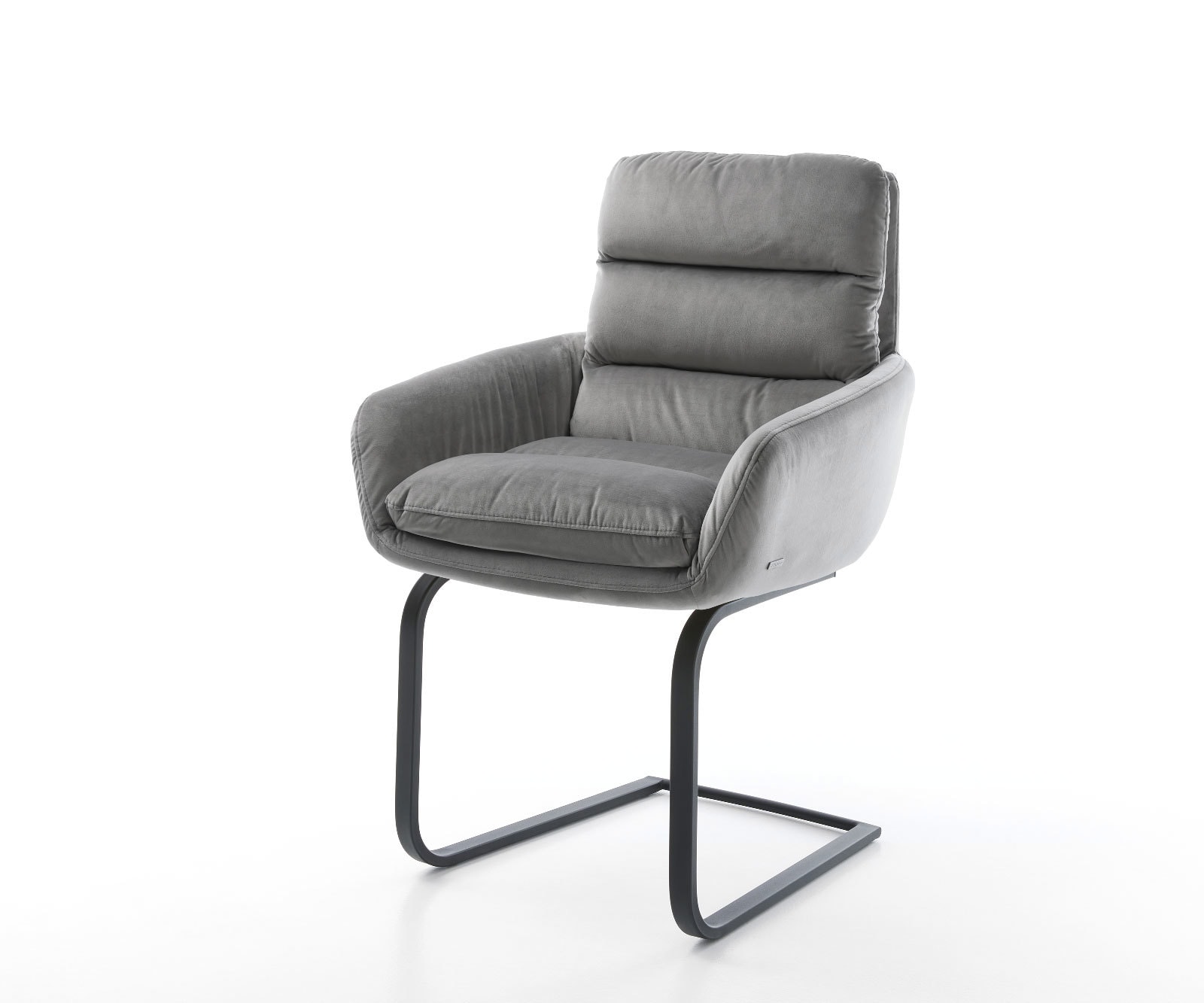 Cantilever Abelia-Flex avec accoudoirs velours gris pied cantilever plat noir 1