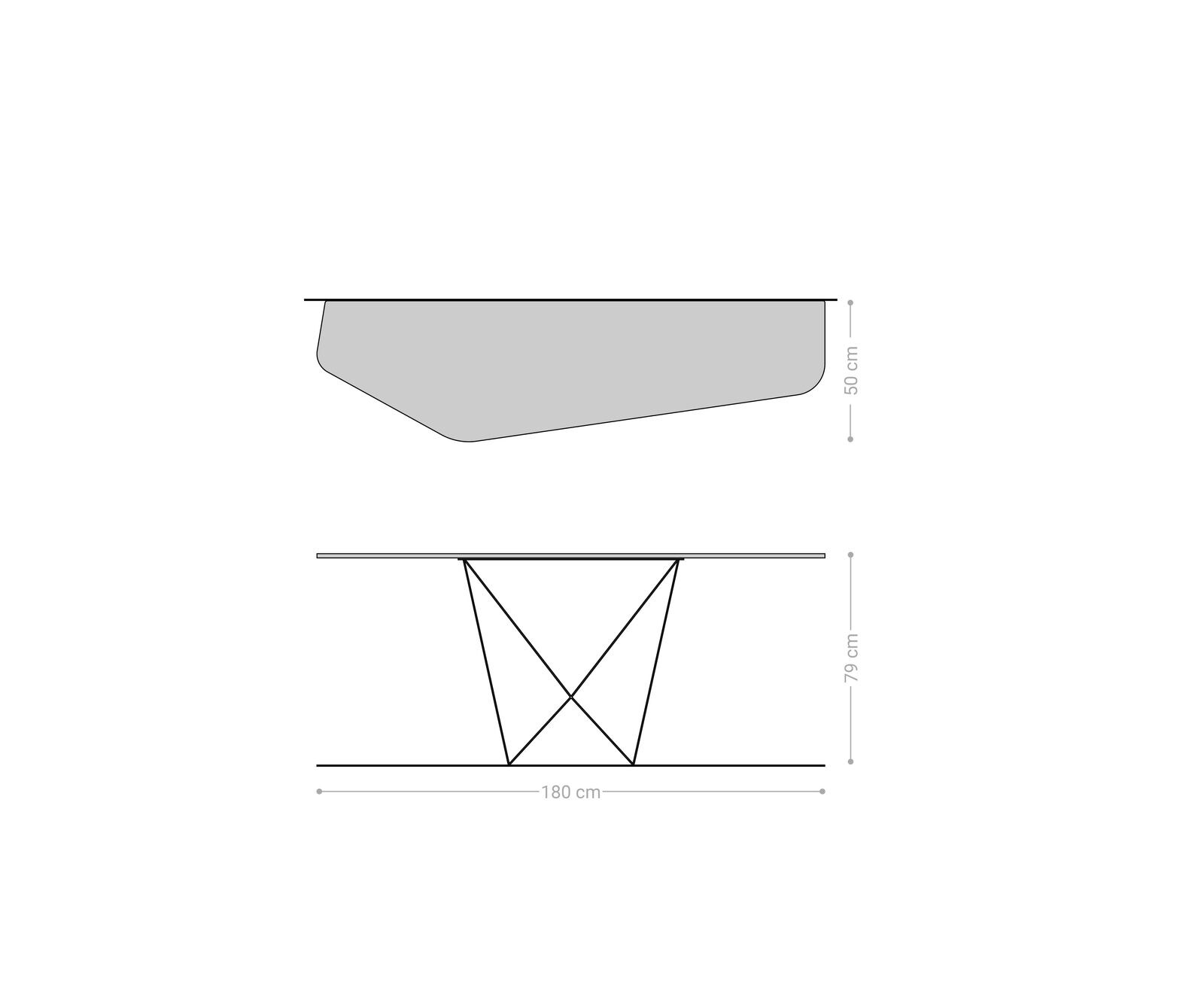 Console Edge Polygonal 180x50 cm Céramique Laminam® Nero Greco Anthrazit Spios Métal Noir 8