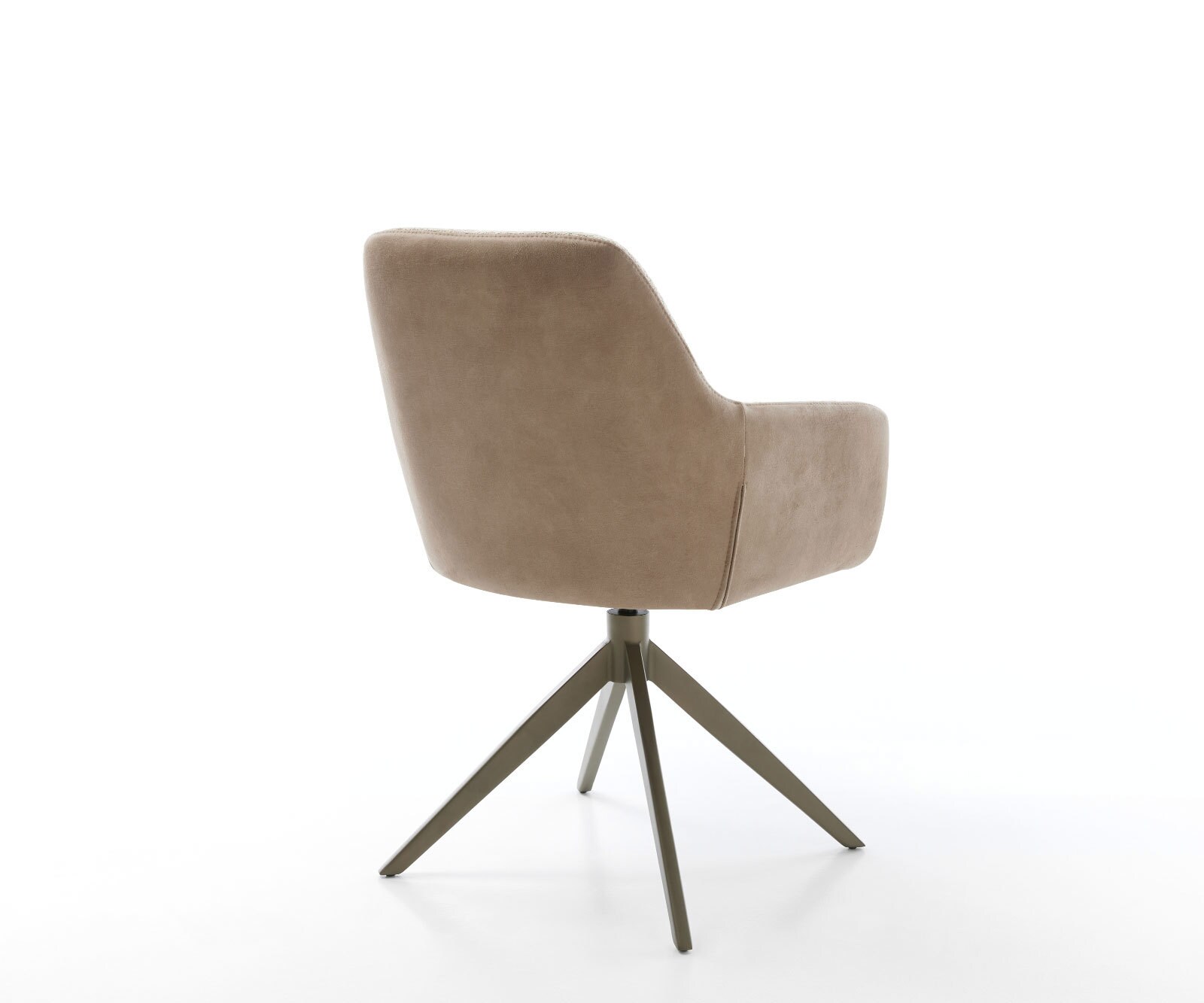 Chaise-pivotante Pejo-Flex tissu mixte couleur boue pied croisé large aspect titane pivotement sur 360° fonction bascule ressorts ensachés 4