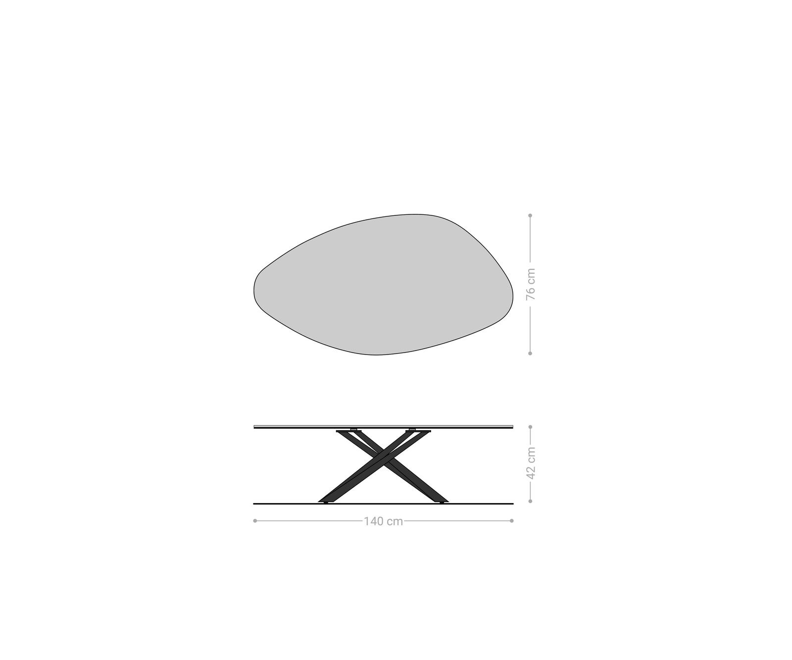 Table basse Edge Organique 140x76 cm céramique Minas Melange Sarity Metall finition effet titane 7