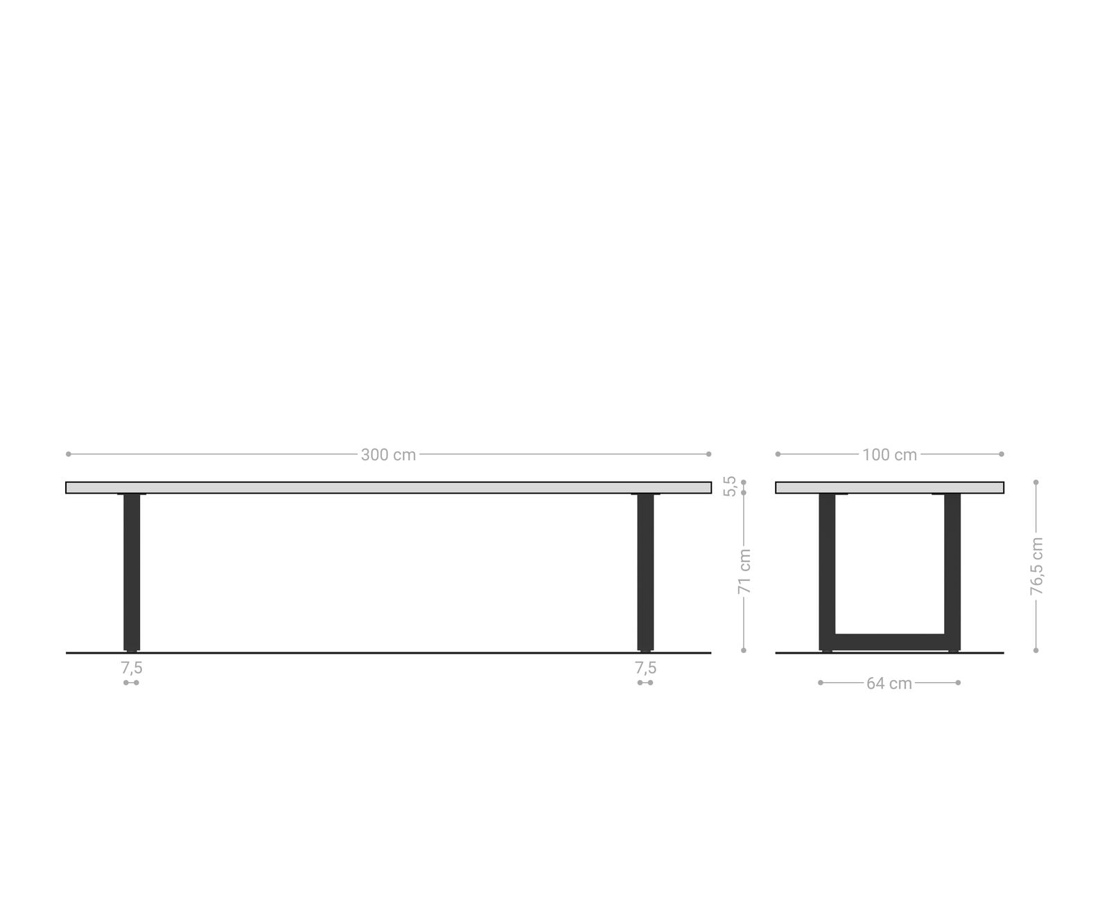 Table-à-manger Edge 300x100 XL acacia platine acier inoxydable large Live-Edge 5 Table-à-manger Edge 300x100 XL acacia platine acier inoxydable large Live-Edge 5