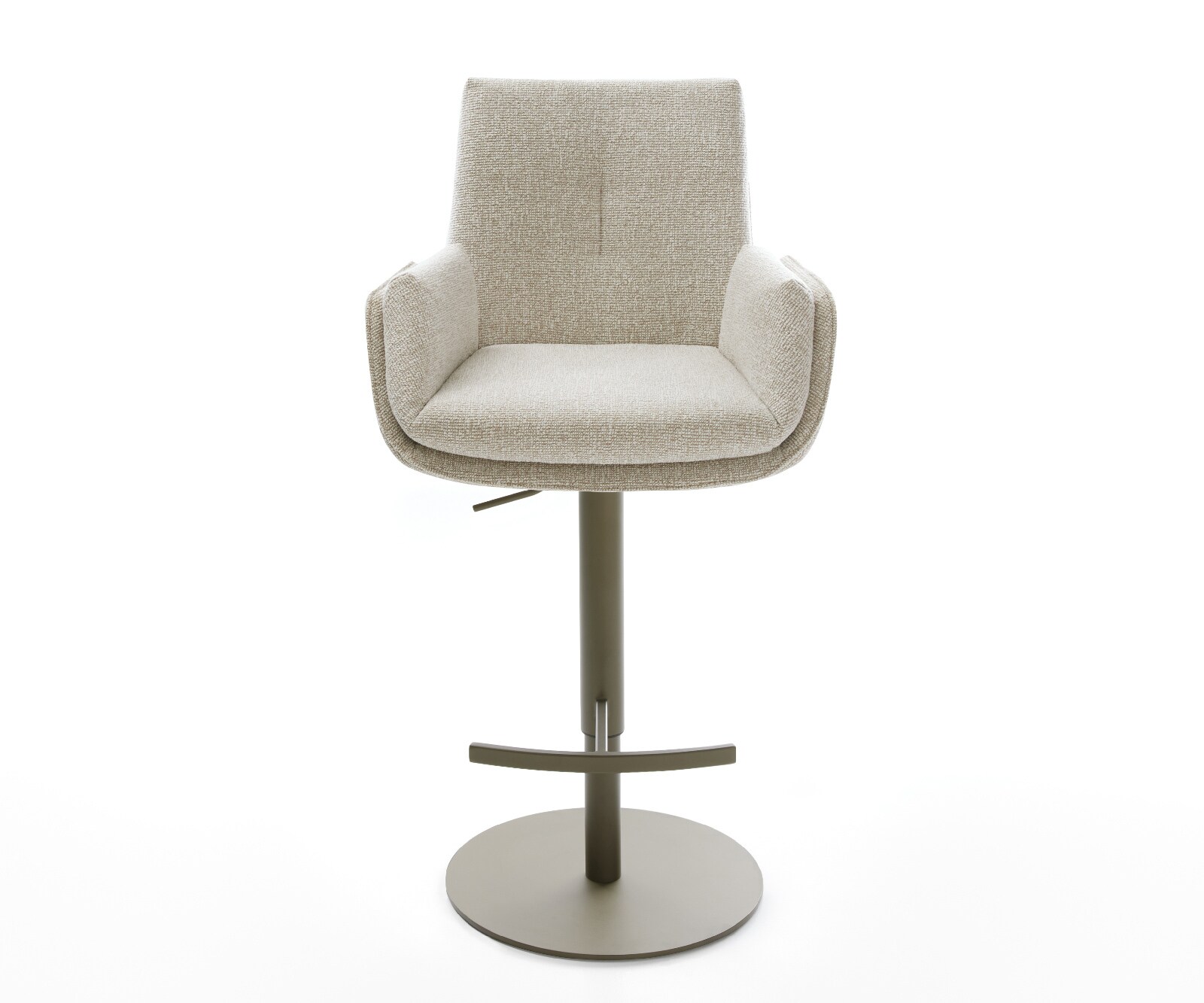 Chaise-de-bar Clea-Flex Tissu tissé doux Beige Pied pivotant réglable en hauteur couleur titane Couleur titane 2