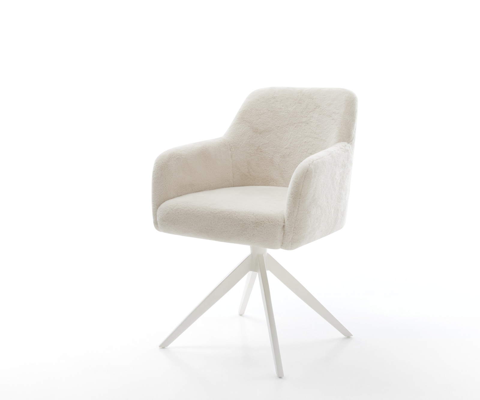 Chaise-pivotante Greg-Flex peluche crème-blanc pied croisé large blanc pivotement sur 360° fonction bascule resorts ensachés 1