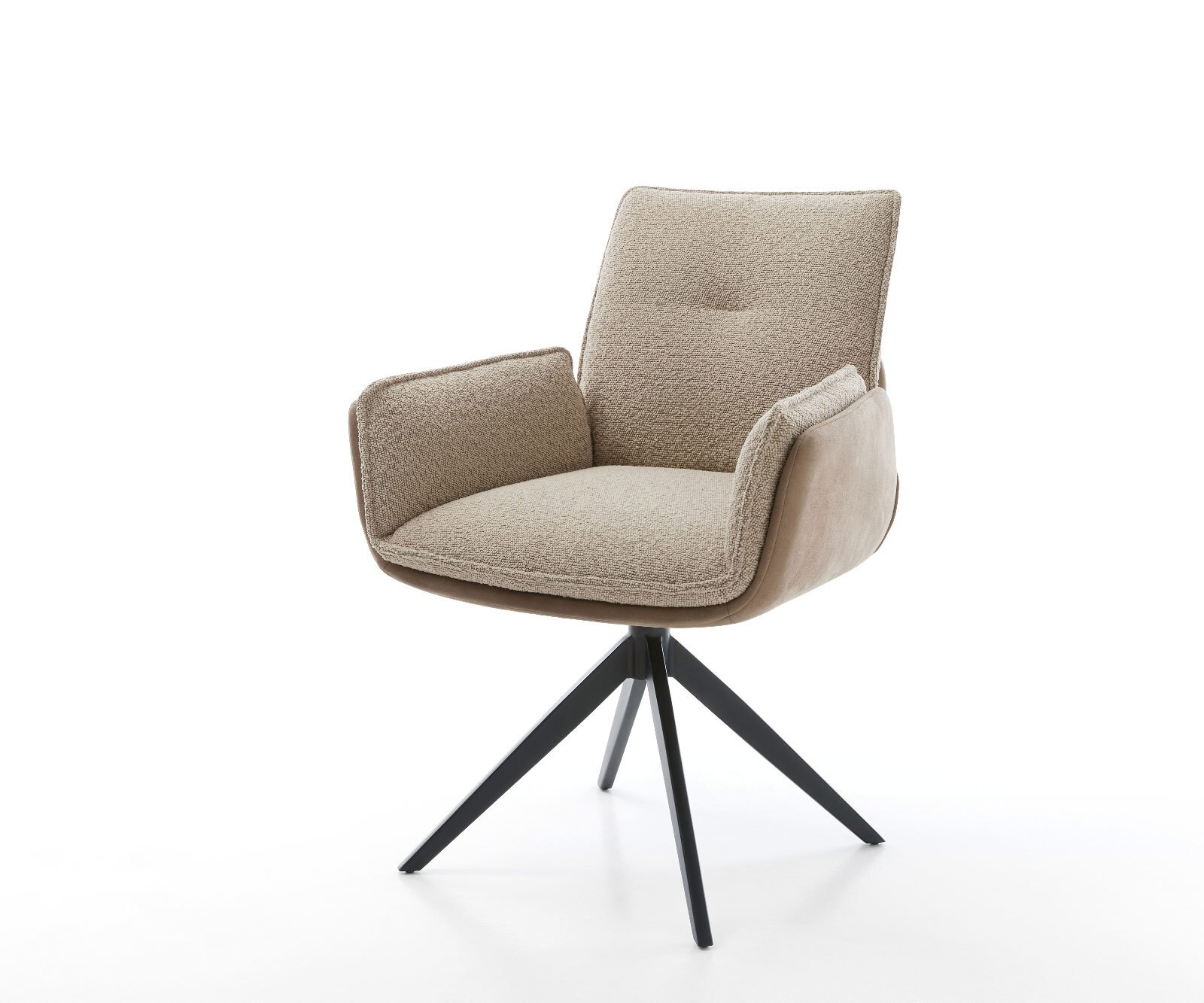 Chaise-pivotante Nela-Flex microvelours boue pied croisé large noir pivotement sur 360° fonction bascule