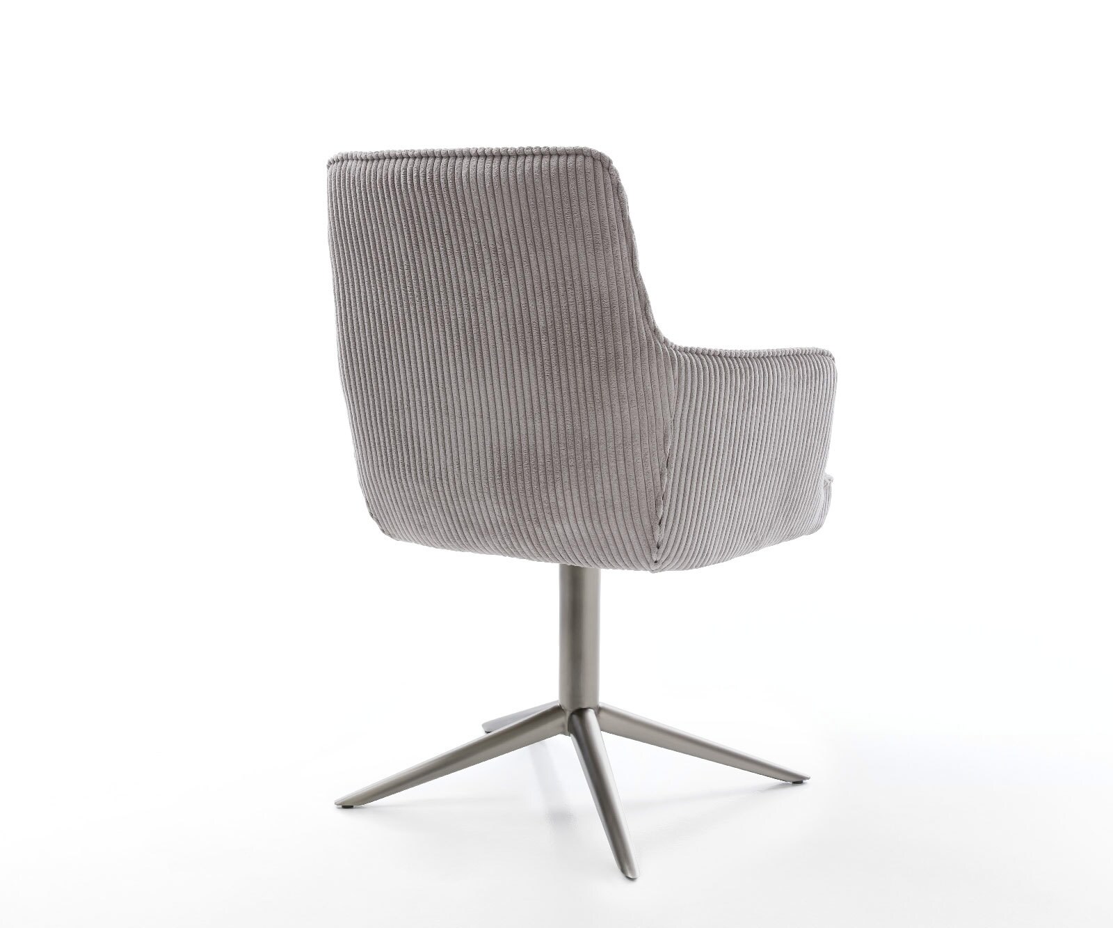 Chaise-pivotante Heira-Flex mit Armlehnen côtelé gris argenté pied de chaise 4 branches grafiete pivotement sur 360° fonction bascule ressorts ensachés 5