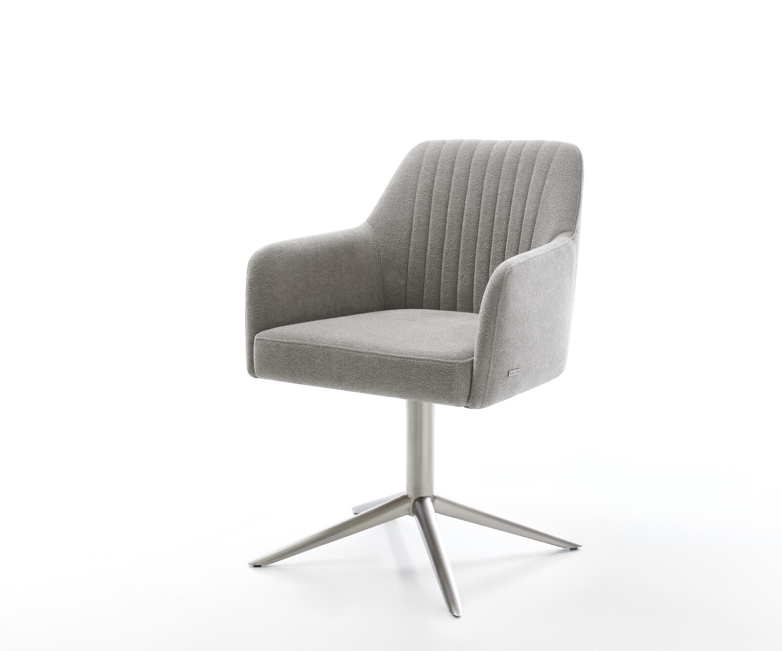 Chaise-pivotante Greg-Flex tissu structuré doux gris pied de chaise 4 branches acier inoxydable pivotement sur 360° fonction bascule resorts ensachés 1