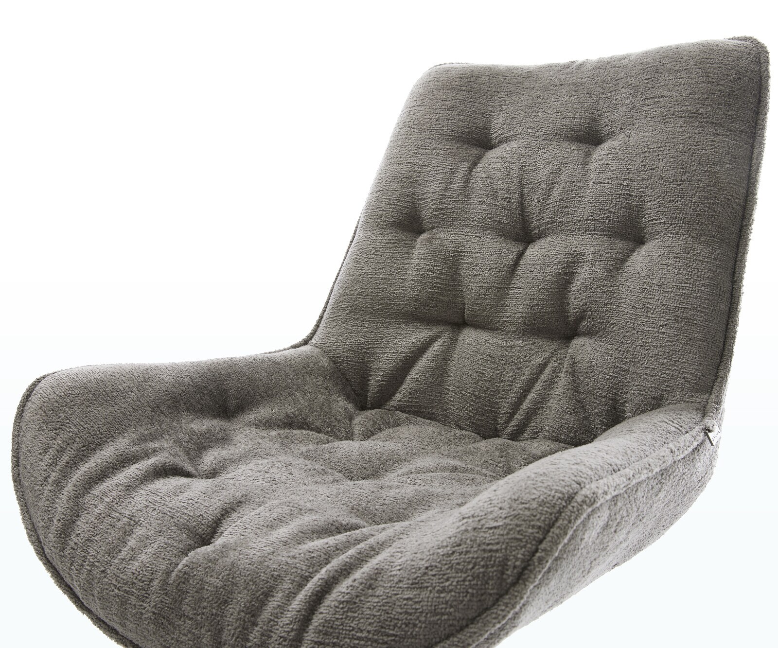 Chaise-de-salle-à-manger Taimi-Flex bouclé doux couleur boue 4 pieds coniques acier inoxydable 4