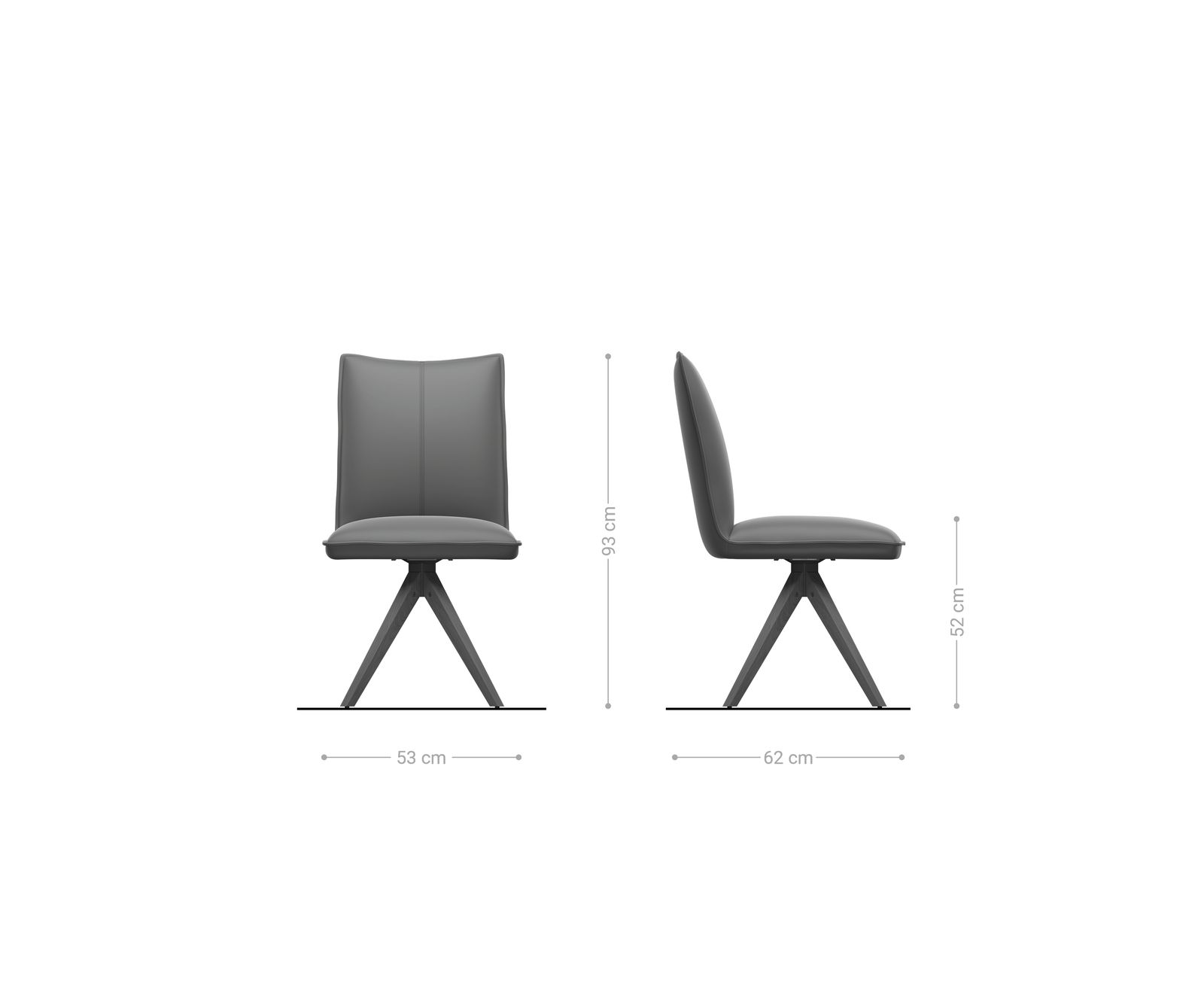 Chaise-de-salle-à-manger Lelio-Flex cuir de vache noir pied en bois angulaire naturel ressorts ensachés 6