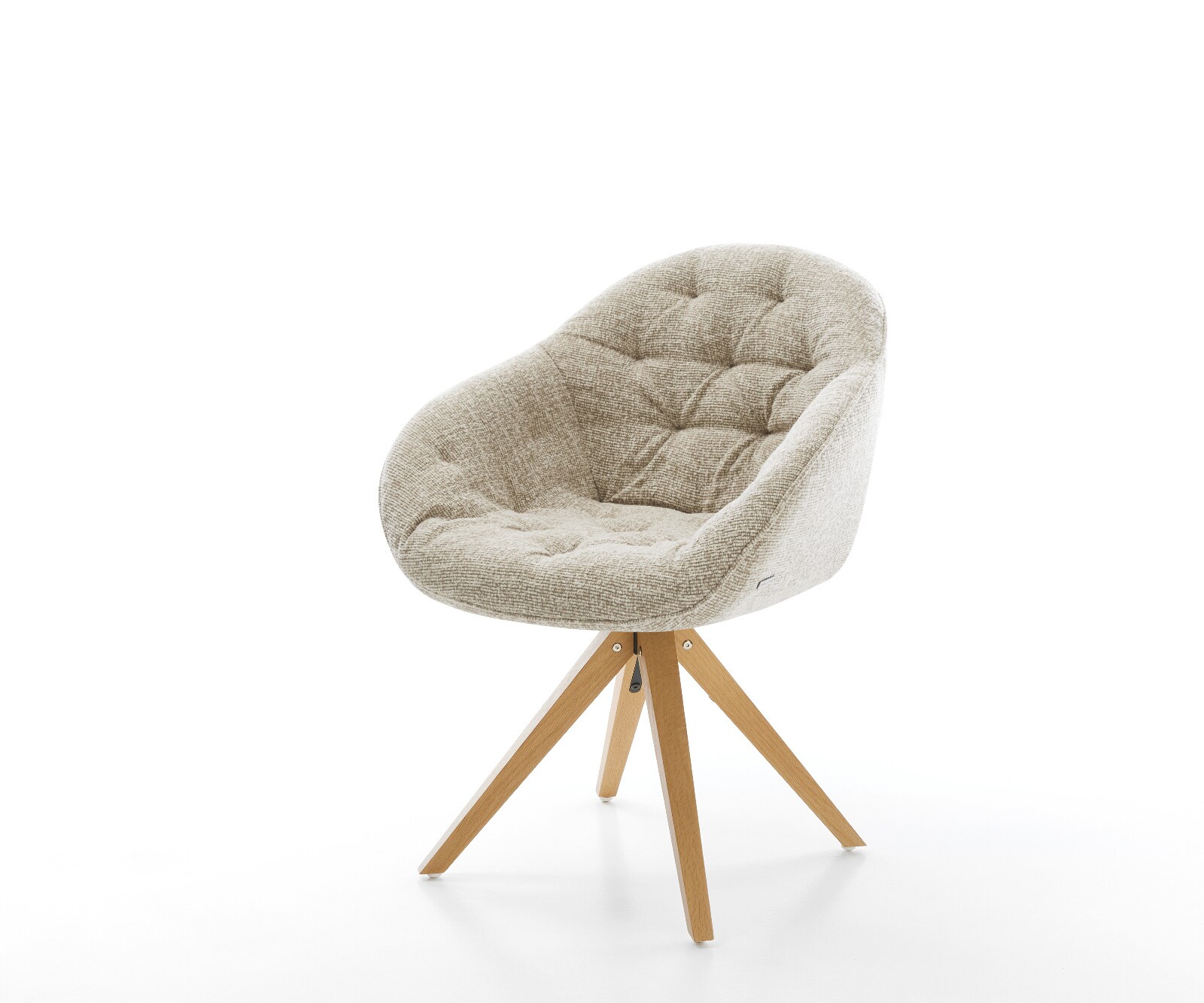 Chaise-pivotante Gaio-Flex tissu tissé doux beige pied en bois angulaire naturel pivotement sur 180° 1
