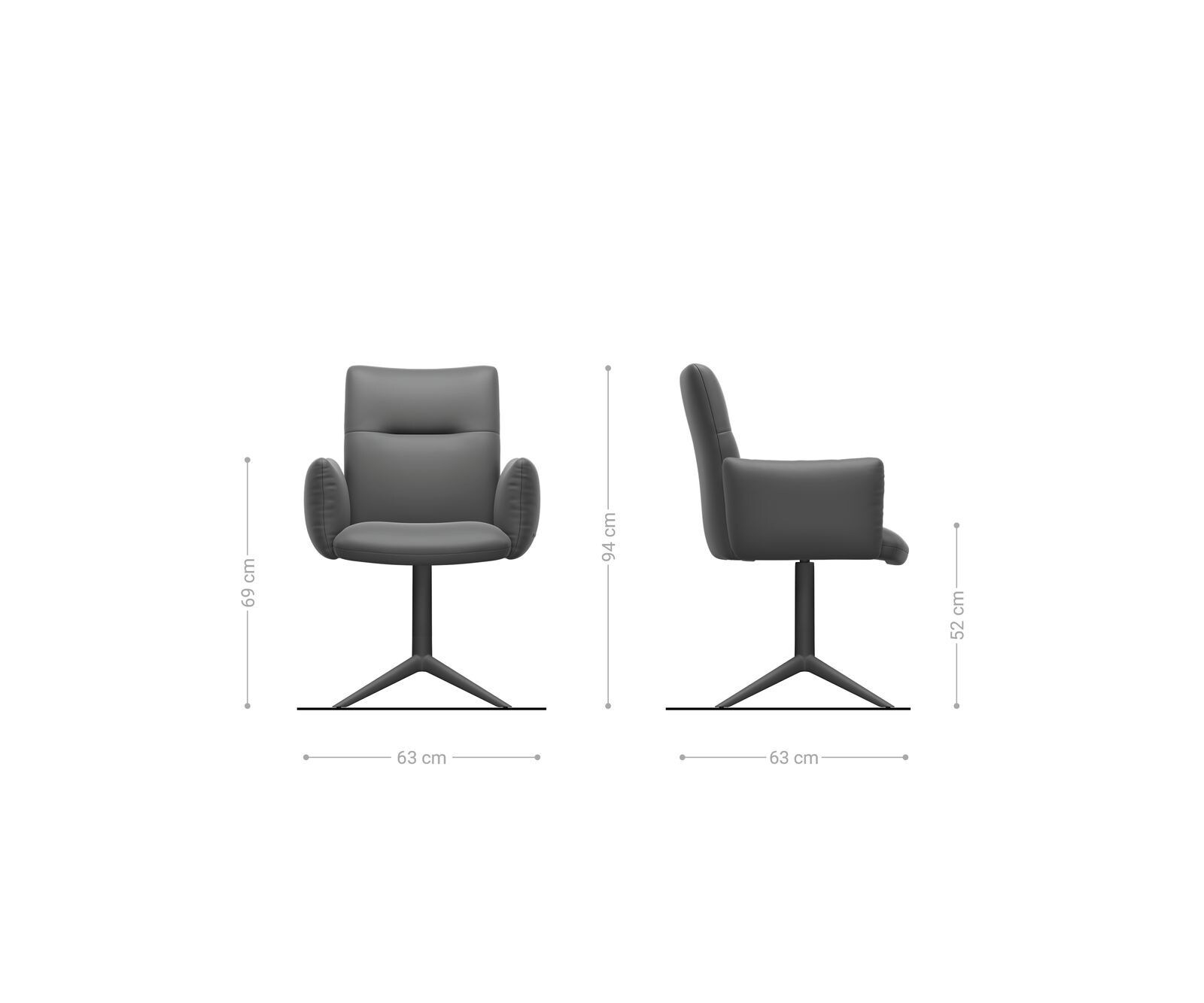 Chaise-pivotante Jova-Flex avec accoudoirs chenille olive pied de chaise 4 branches noir pivotement sur 360° fonction bascule ressorts ensachés 5