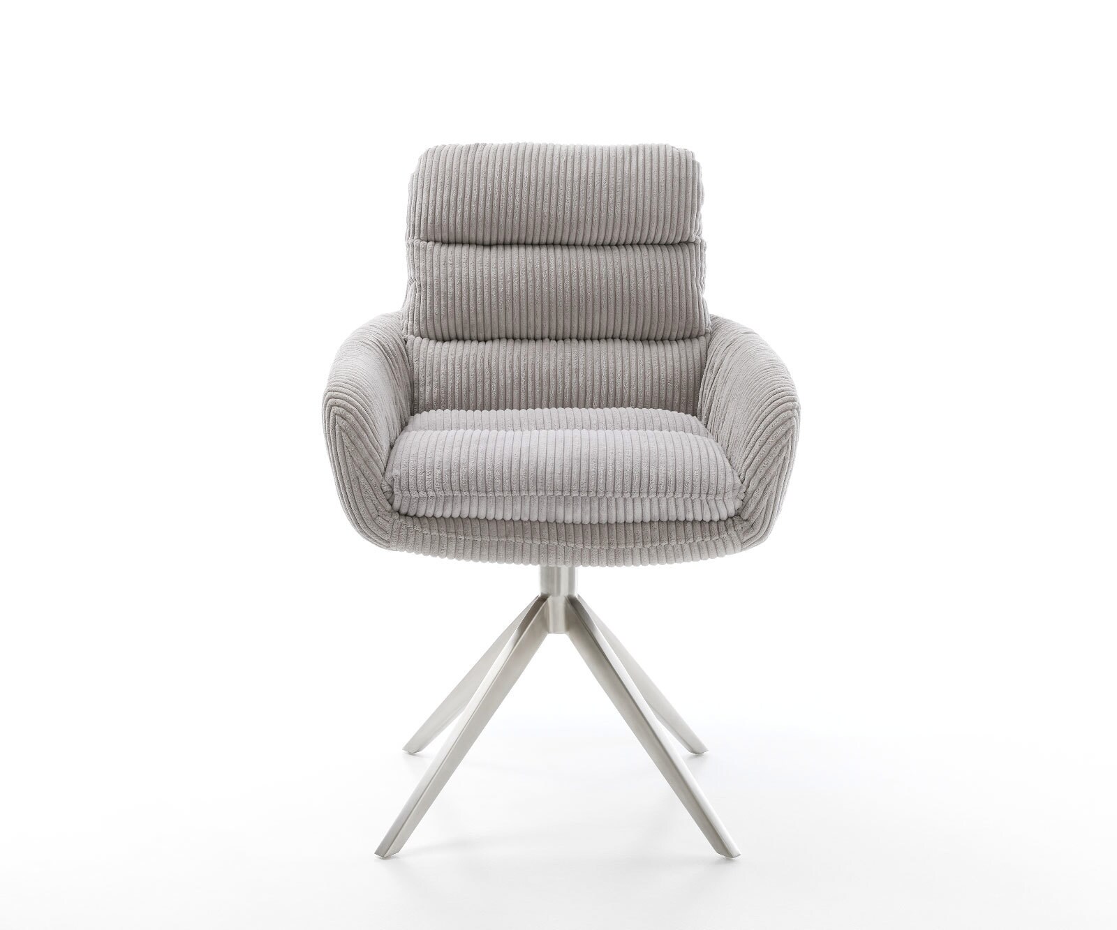 Chaise-pivotante Abelia-Flex côtelé gris argenté pied croisé large acier inoxydable brossé pivotement sur 360° fonction bascule 1 Chaise-pivotante Abelia-Flex côtelé gris argenté pied croisé large acier inoxydable brossé pivotement sur 360° fonction bascule 1