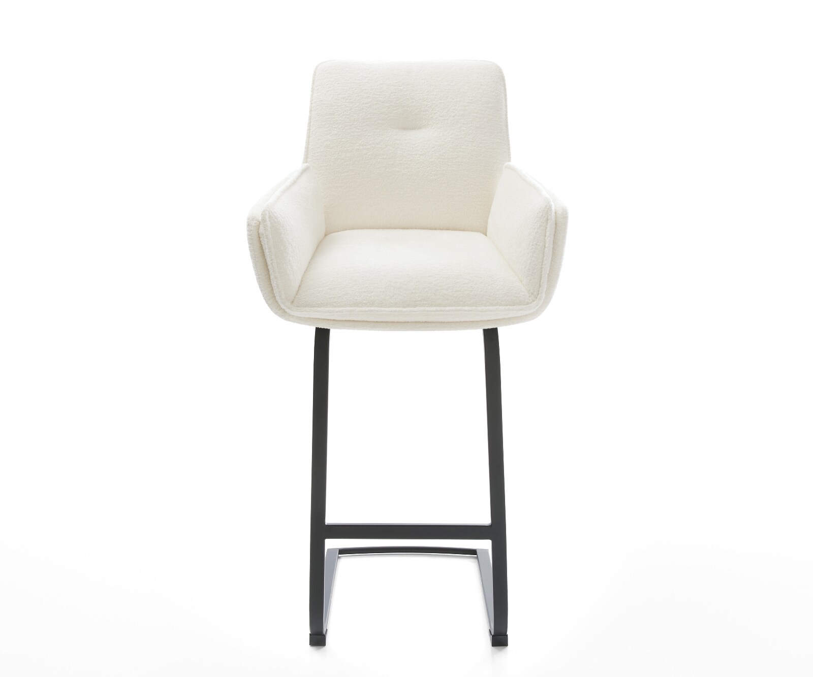 Chaise-de-bar Nela-Flex Bouclé doux Beige Pied cantilever plat noir Noir 1