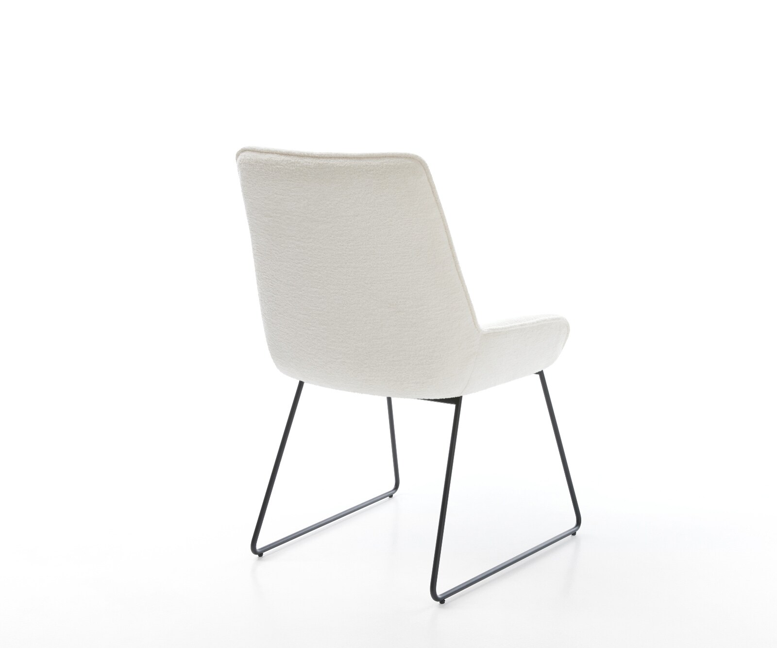 Chaise-de-salle-à-manger Taimi-Flex bouclé doux beige pied trapèze noir 4