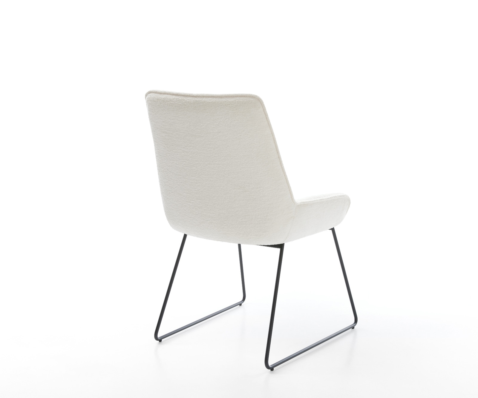 Chaise-de-salle-à-manger Taimi-Flex bouclé doux beige pied trapèze noir 5