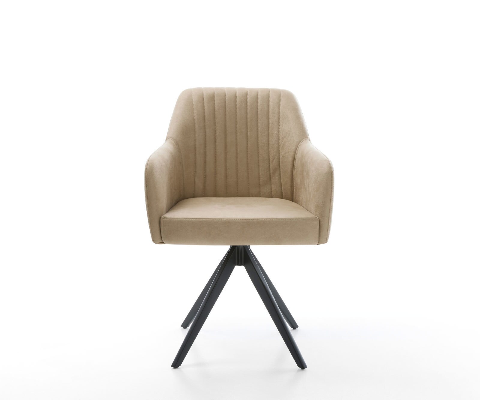 Chaise-de-salle-à-manger Greg-Flex microvelours beige vintage pied croisé angulaire noir ressorts ensachés 1