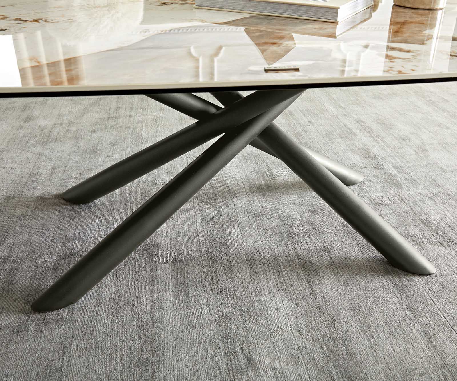 Table-basse Sarita 120x70 cm céramique Minas Melange blanc-beige piètement finition effet titane 6 Table-basse Sarita 120x70 cm céramique Minas Melange blanc-beige piètement finition effet titane 6