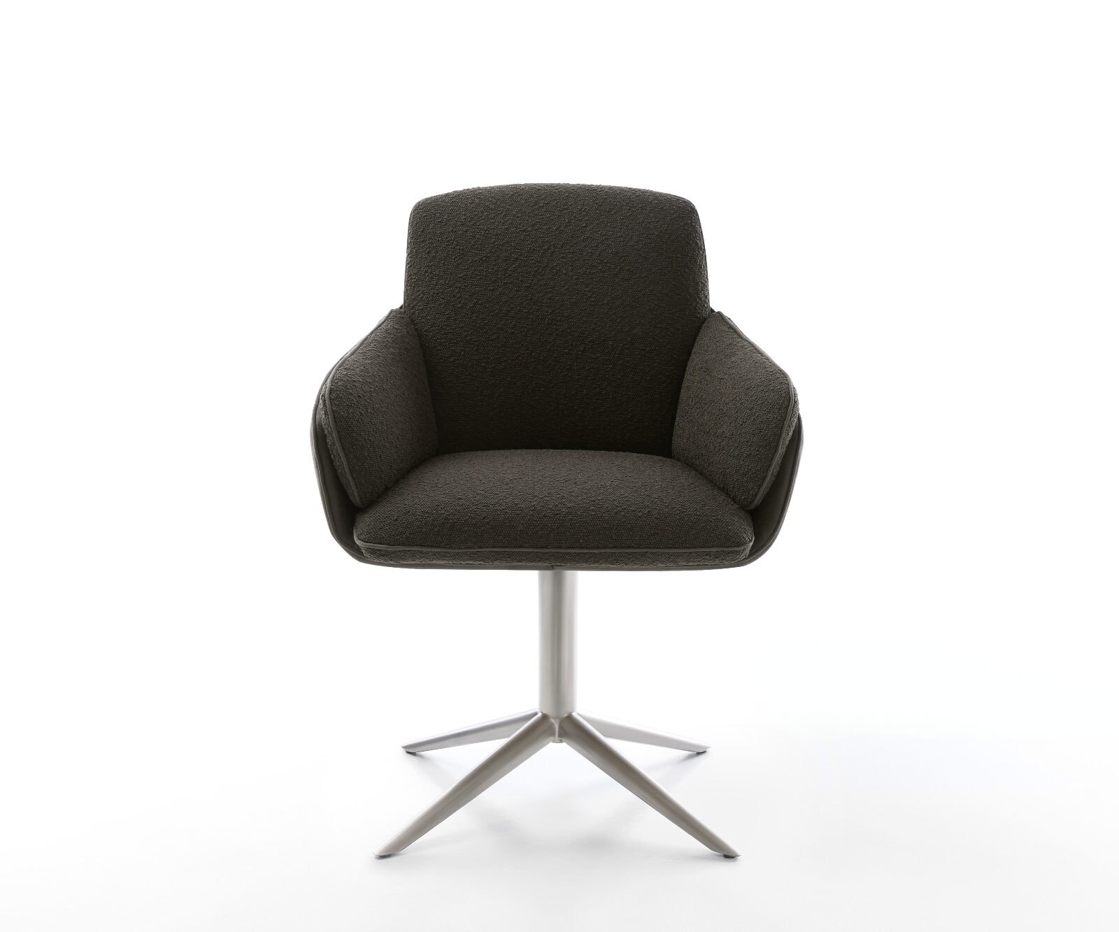 Chaise-pivotante Luan-Flex avec accoudoirs tissu mixte noir pied de chaise 4 branches acier inoxydable brossé pivotement sur 360° fonction bascule 2