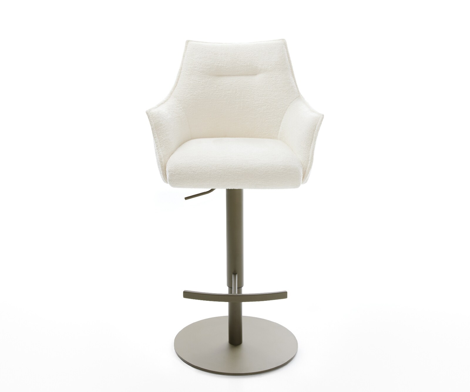 Chaise-de-bar Alja-Flex Bouclé doux Beige Pied pivotant réglable en hauteur couleur titane Couleur titane Ressort ensaché 1