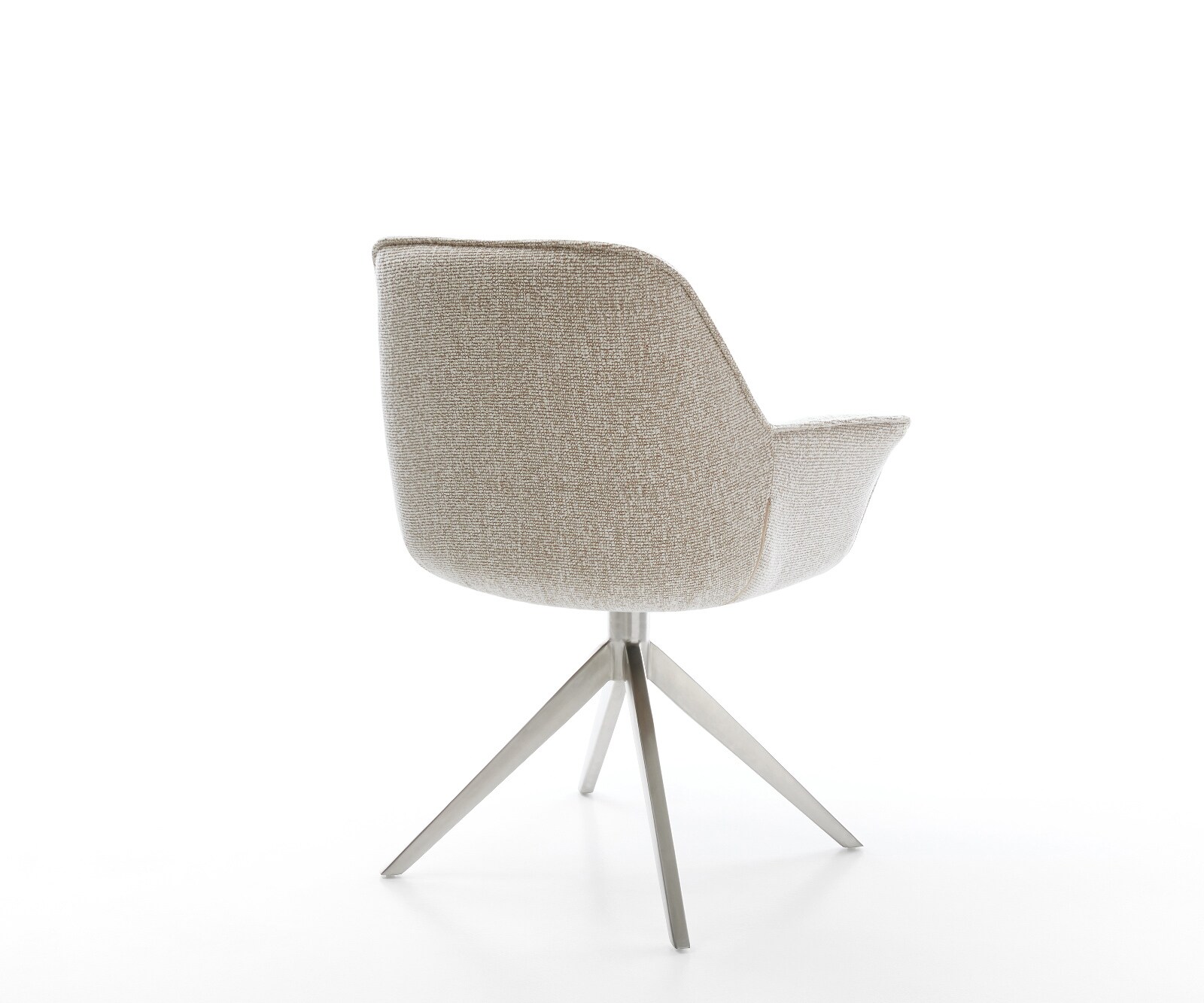 Chaise-pivotante Keila-Flex avec accoudoirs tissu tissé doux beige pied croisé large acier inoxydable pivotement sur 360° fonction bascule 5