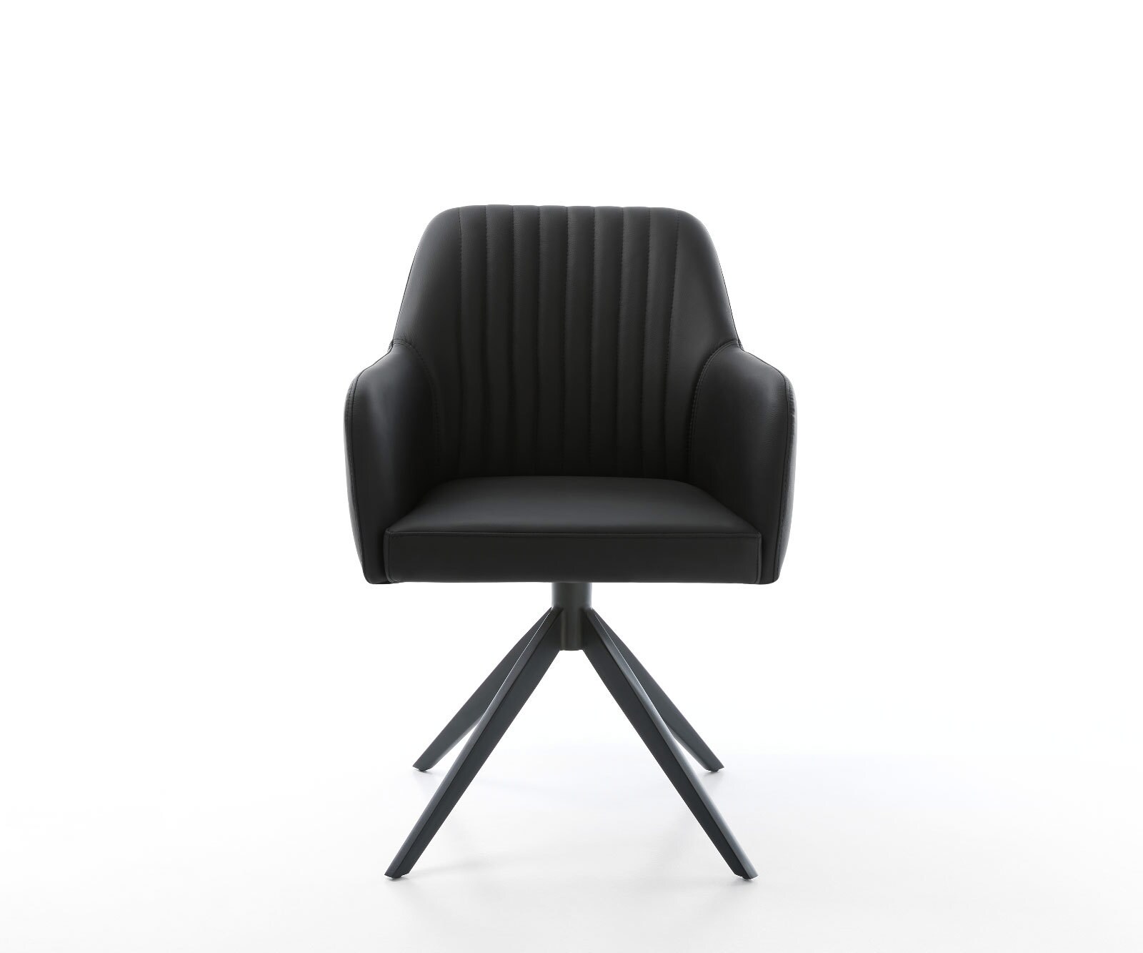 Chaise-de-salle-à-manger Greg-Flex cuir de vache noir pied croisé large noir ressorts ensachés 1