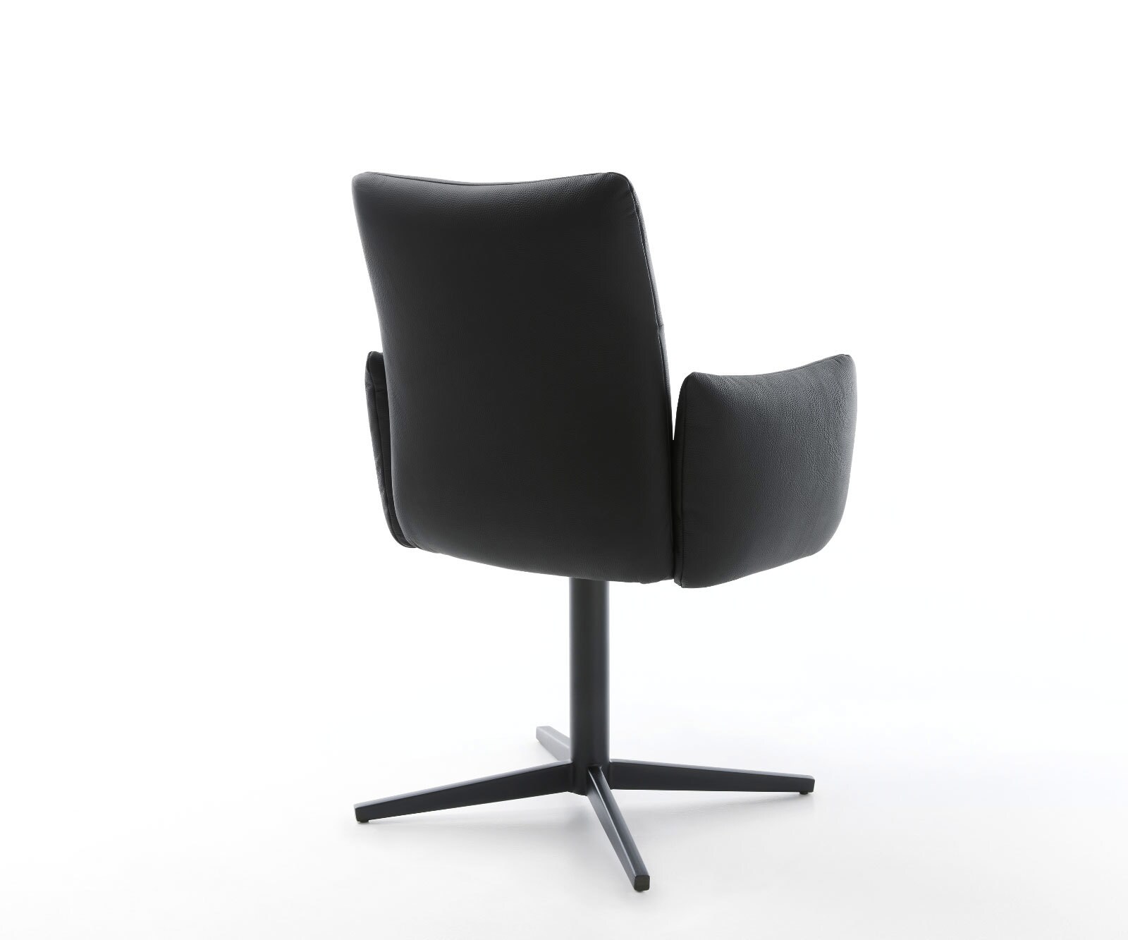 Chaise-pivotante Jova-Flex avec accoudoirs cuir de vache noir pied de chaise 4 branches noir pivotement sur 360° ressorts ensachés 5