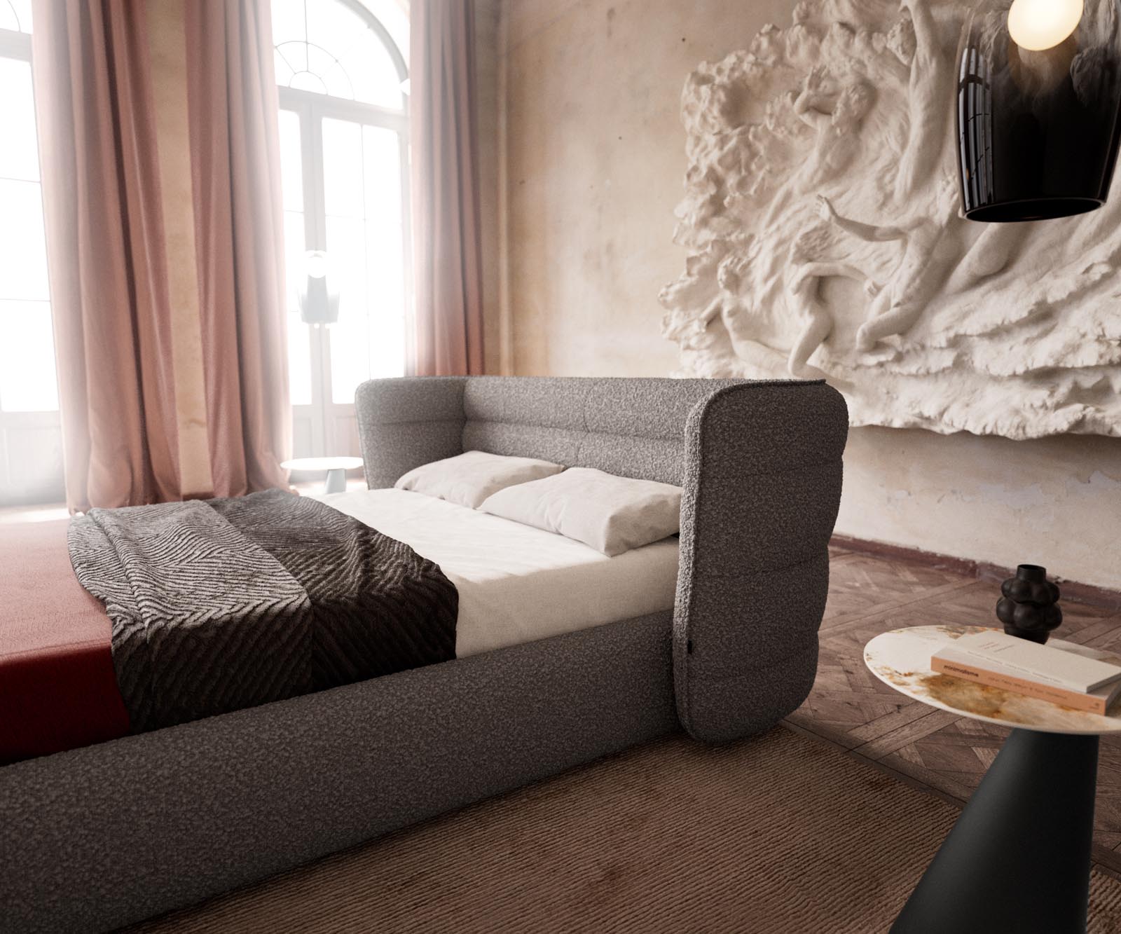 Sommier rembourré Simea 140x200 cm Bouclé Gris Argenté 4 Sommier rembourré Simea 140x200 cm Bouclé Gris Argenté 4