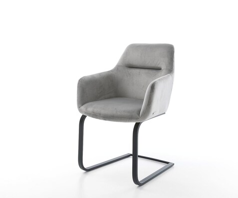 Cantilever Pejo-Flex velours gris pied cantilever plat noir ressorts ensachés