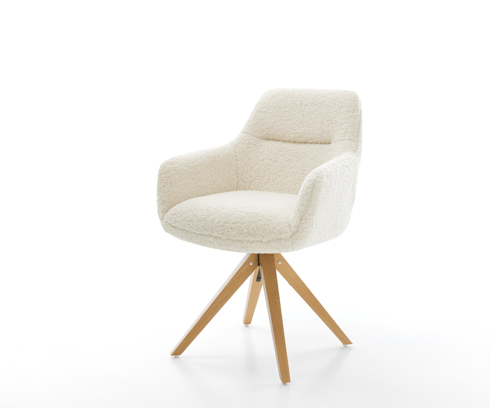 Chaise-pivotante Pejo-Flex tissu teddy beige pied en bois angulaire naturel pivotement sur 180° resorts ensachés 1