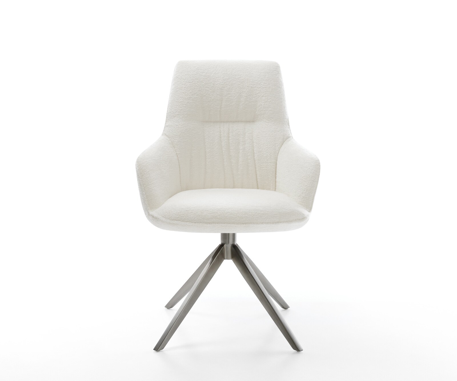 Chaise-pivotante Zelia-Flex avec accoudoirs bouclé doux beige pied croisé large grafiete pivotement sur 360° fonction bascule resorts ensachés 1