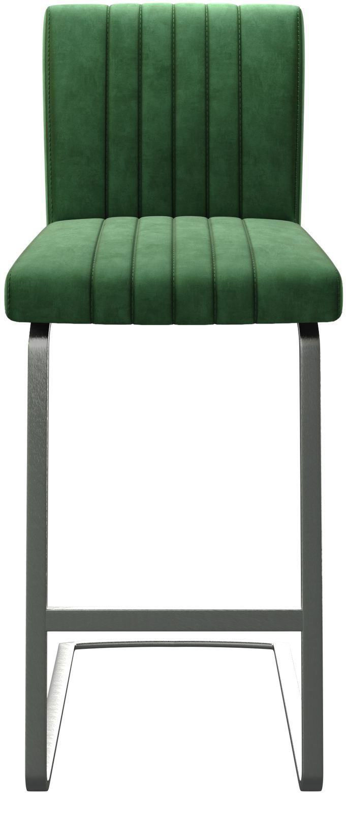 Chaise-de-bar Luiga-Flex velours vert chaise cantilever acier plat inoxydable 3