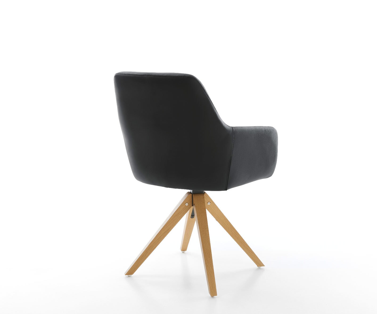 Chaise-de-salle-à-manger Pejo-Flex cuir de vache noir pied en bois angulaire naturel ressorts ensachés 4
