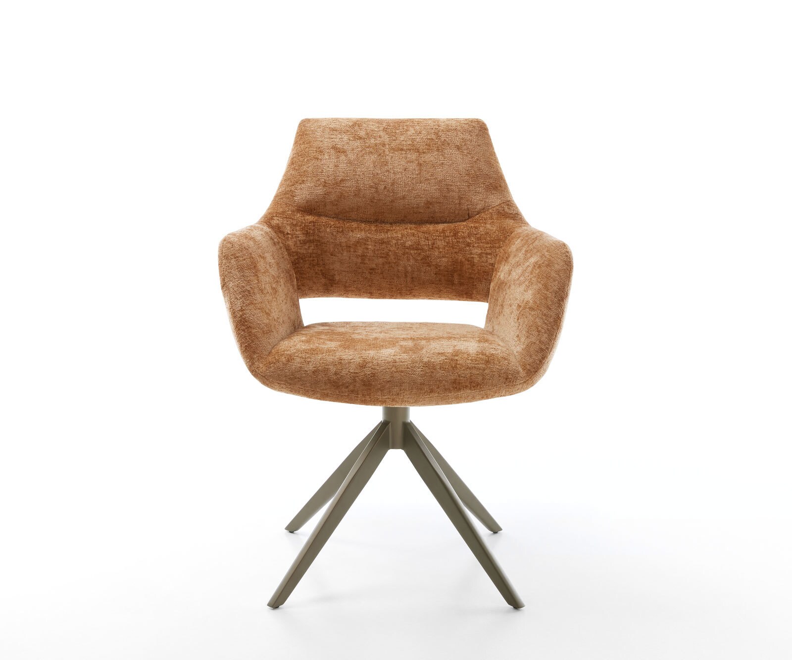 Chaise-pivotante Yago-Flex avec accoudoirs chenille rouille pied croisé large aspect titane pivotement sur 360° fonction bascule ressorts ensachés 1 Chaise-pivotante Yago-Flex avec accoudoirs chenille rouille pied croisé large aspect titane pivotement sur 360° fonction bascule ressorts ensachés 1