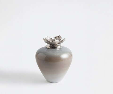 Vase Florena l19 x P19 x H24 cm Verre Mokka Opal Fait main