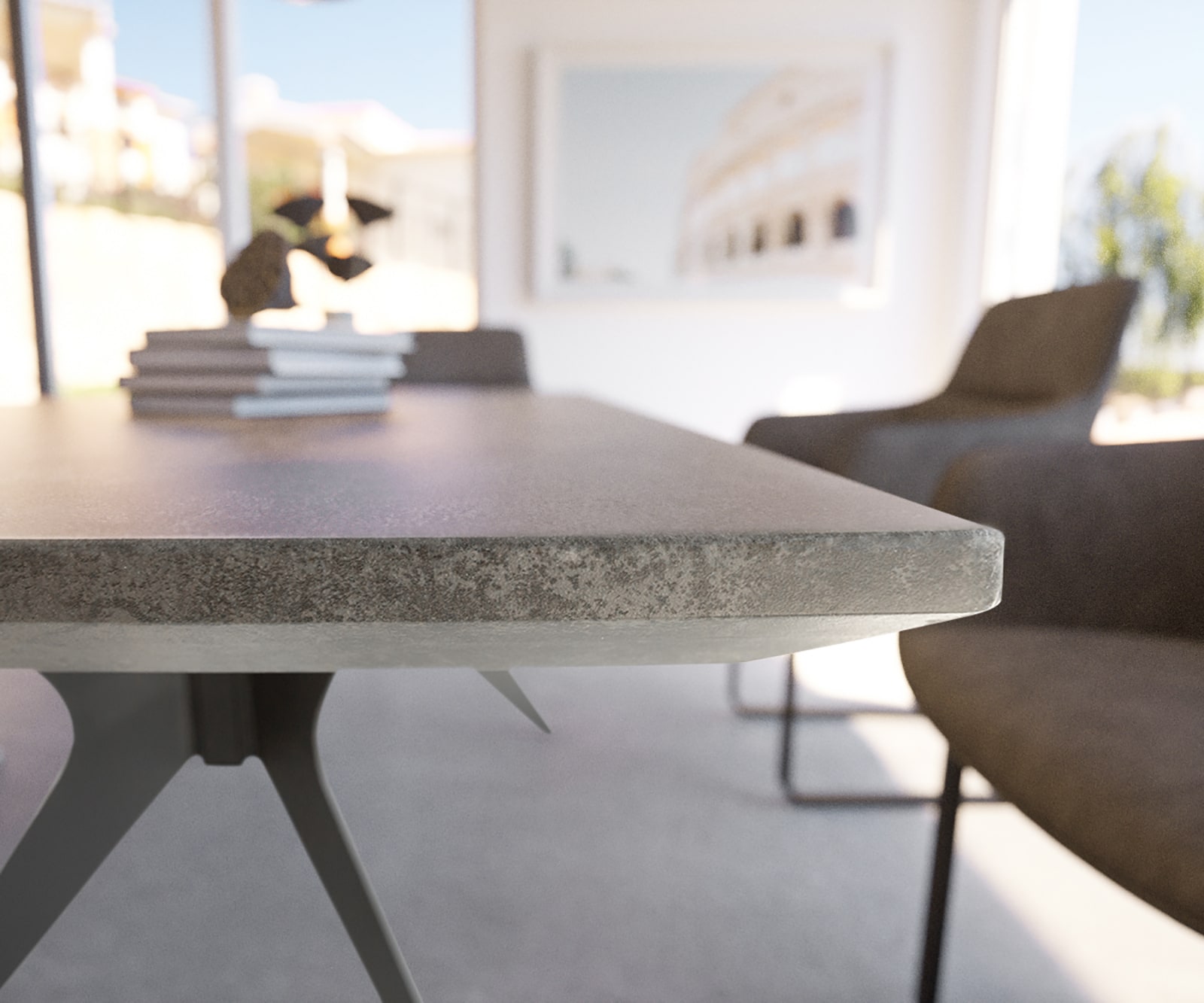 Table-à-manger Edona 160/200x90 cm look céramique gris métal extensible 2 Table-à-manger Edona 160/200x90 cm look céramique gris métal extensible 2