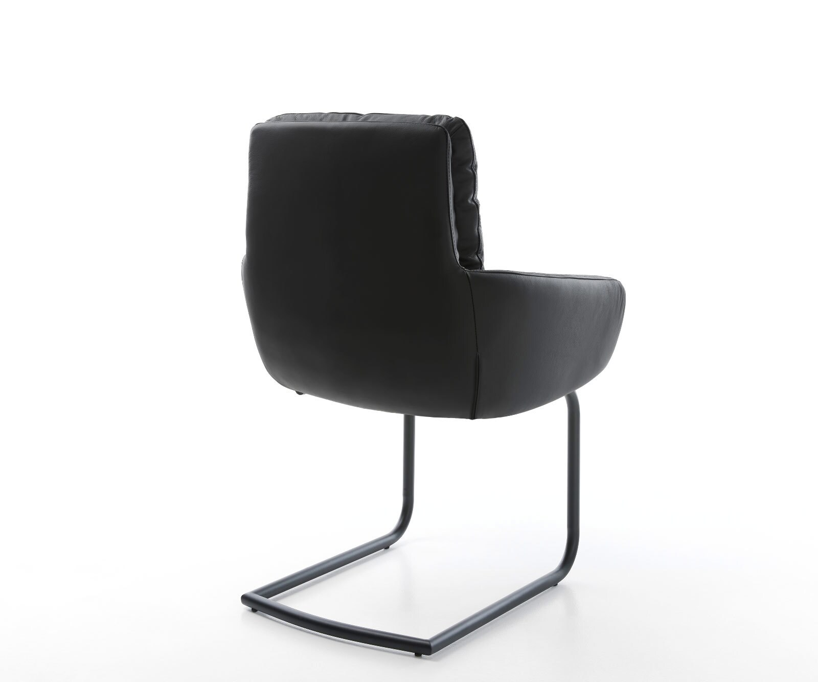 Cantilever Abelia-Flex avec accoudoirs cuir de vache noir pied cantilever rond noir 5