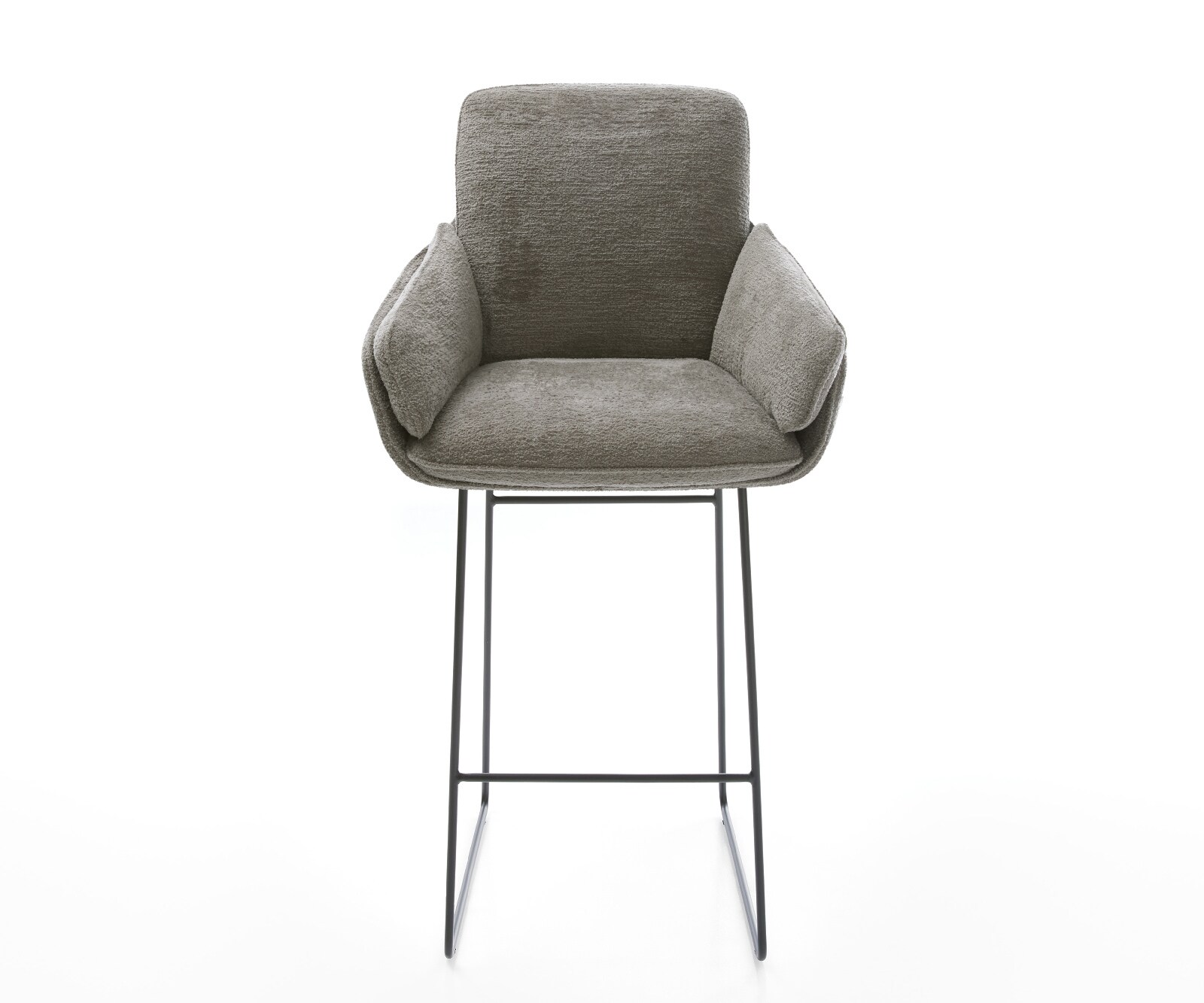 Chaise-de-bar Luan-Flex Bouclé doux Boue Pied trapèze noir Noir 2