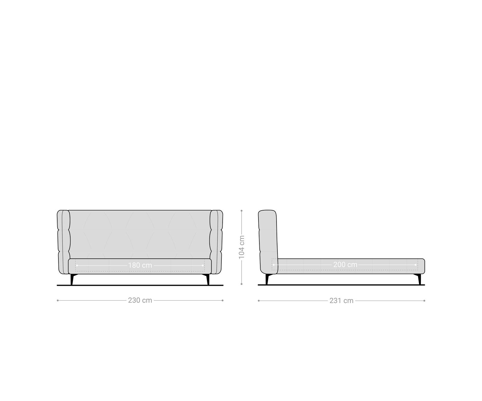 Sommier rembourré Capujo 180x200 cm Bouclé Gris Argenté 6