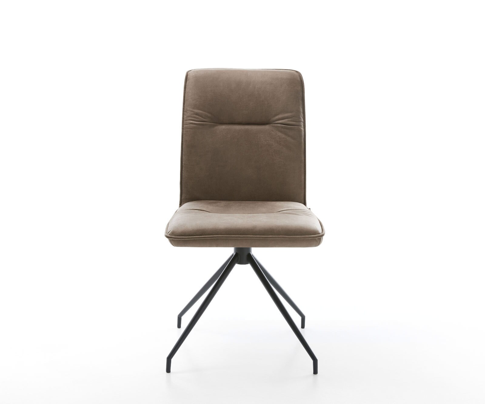 Chaise-de-salle-à-manger Vinjo-Flex microvelours taupe vintage pied croisé conique noir 1