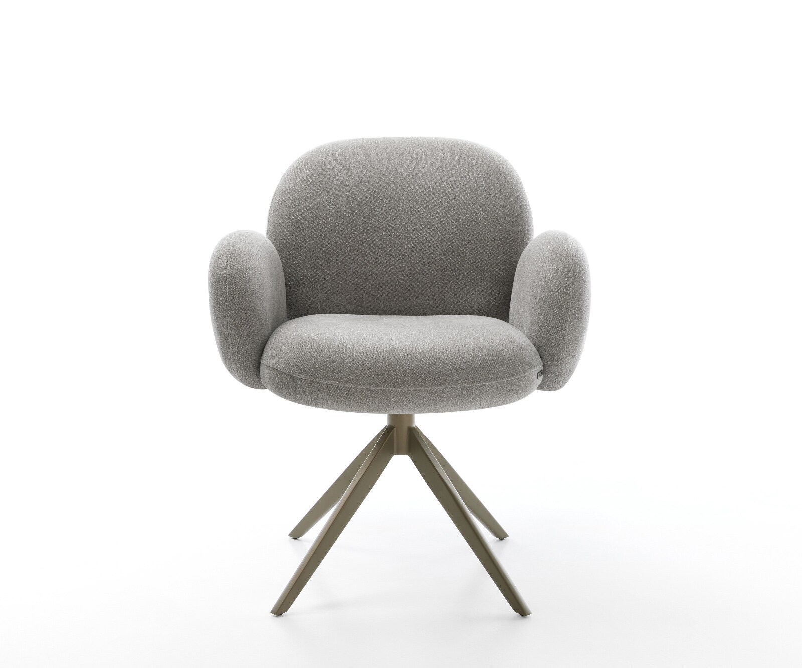 Chaise-pivotante Nube-Flex avec accoudoirs tissu structuré doux gris pied croisé large aspect titane pivotement sur 360° fonction bascule resorts ensachés 2
