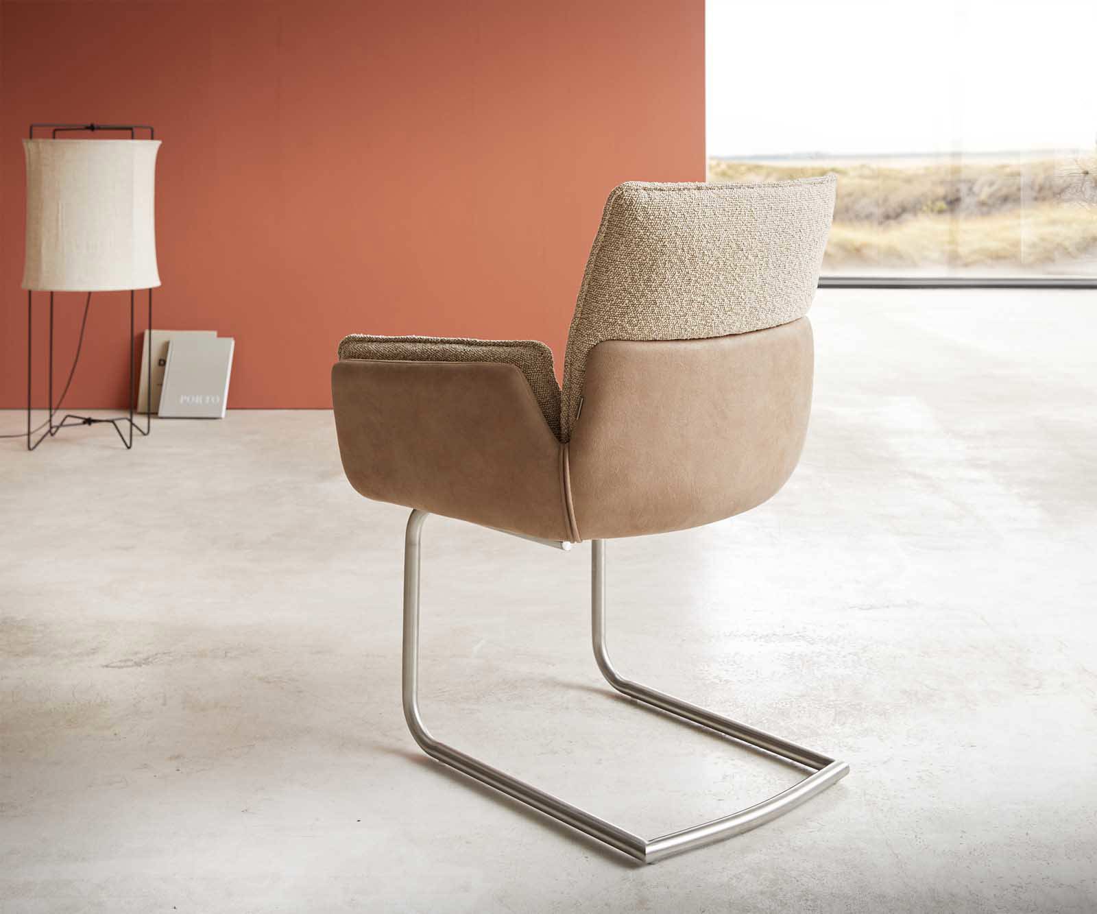 Cantilever Nela-Flex tissu mixte couleur boue pied cantilever rond acier inoxydable brossé 4 Cantilever Nela-Flex tissu mixte couleur boue pied cantilever rond acier inoxydable brossé 4